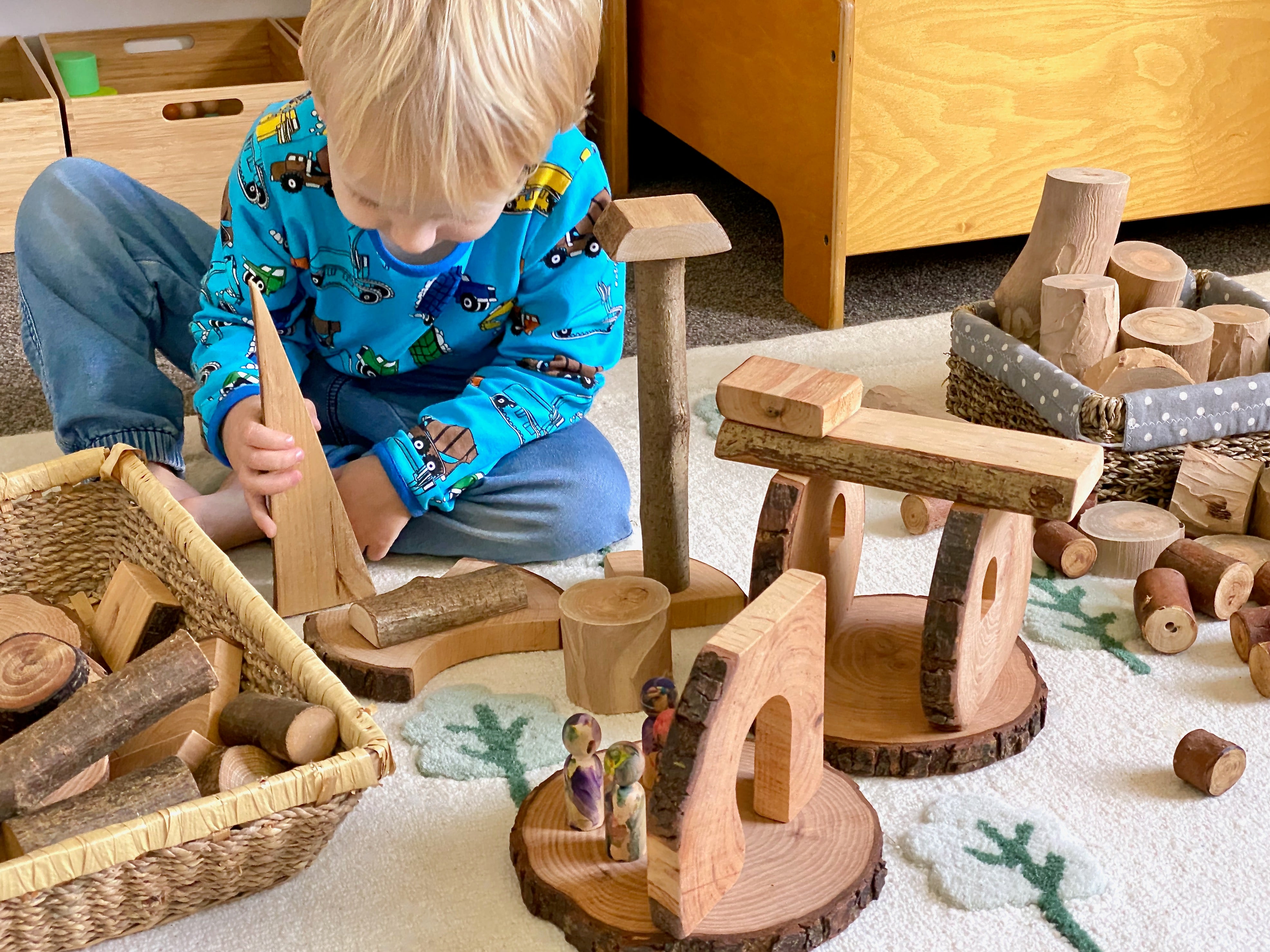 Tree Blocks Wooden Toys Building Blocks Kids Toddlers Fine Motor Skills