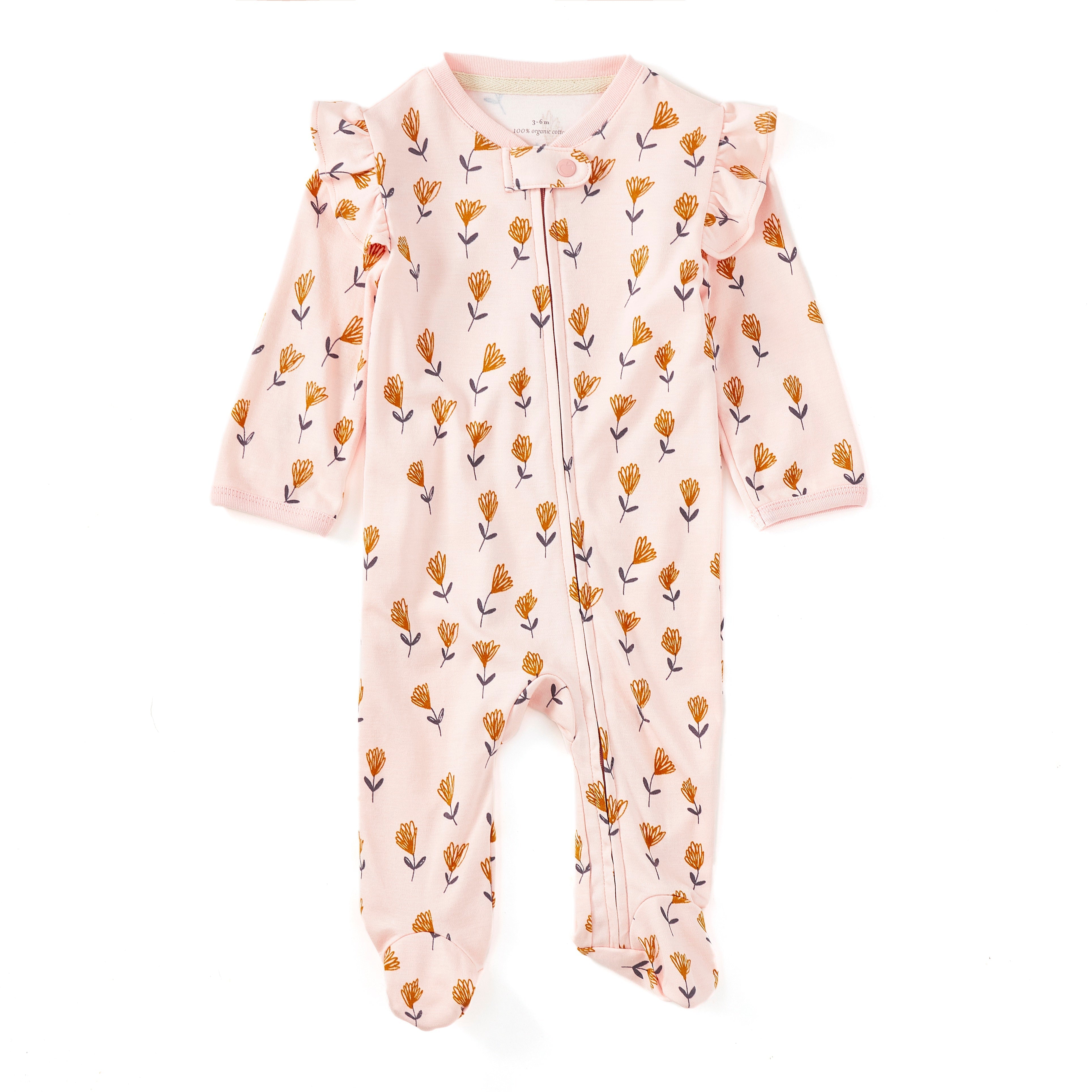 Bamboo Blend Ruffle Zip Footie - Wild At Heart