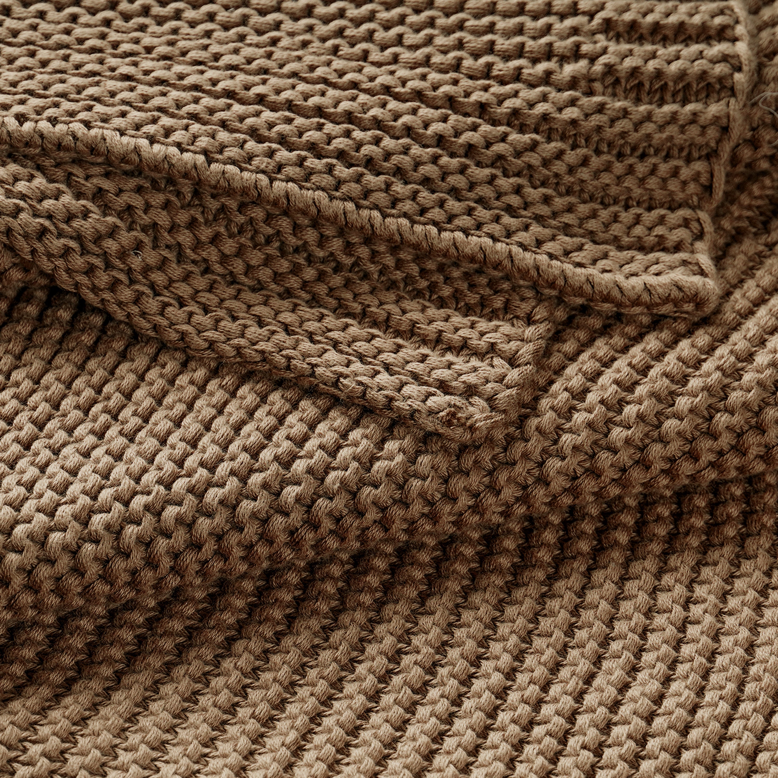 Chunky Knit Throw Blanket - Brown