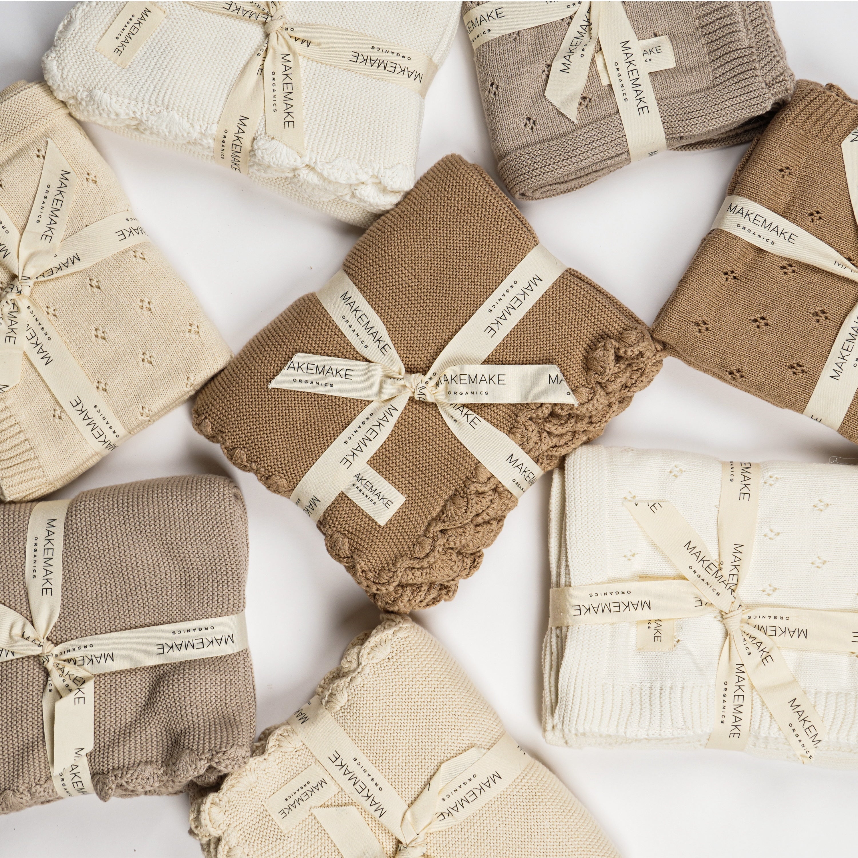 Organic Cotton Scalloped Baby Knit Blanket - Sand