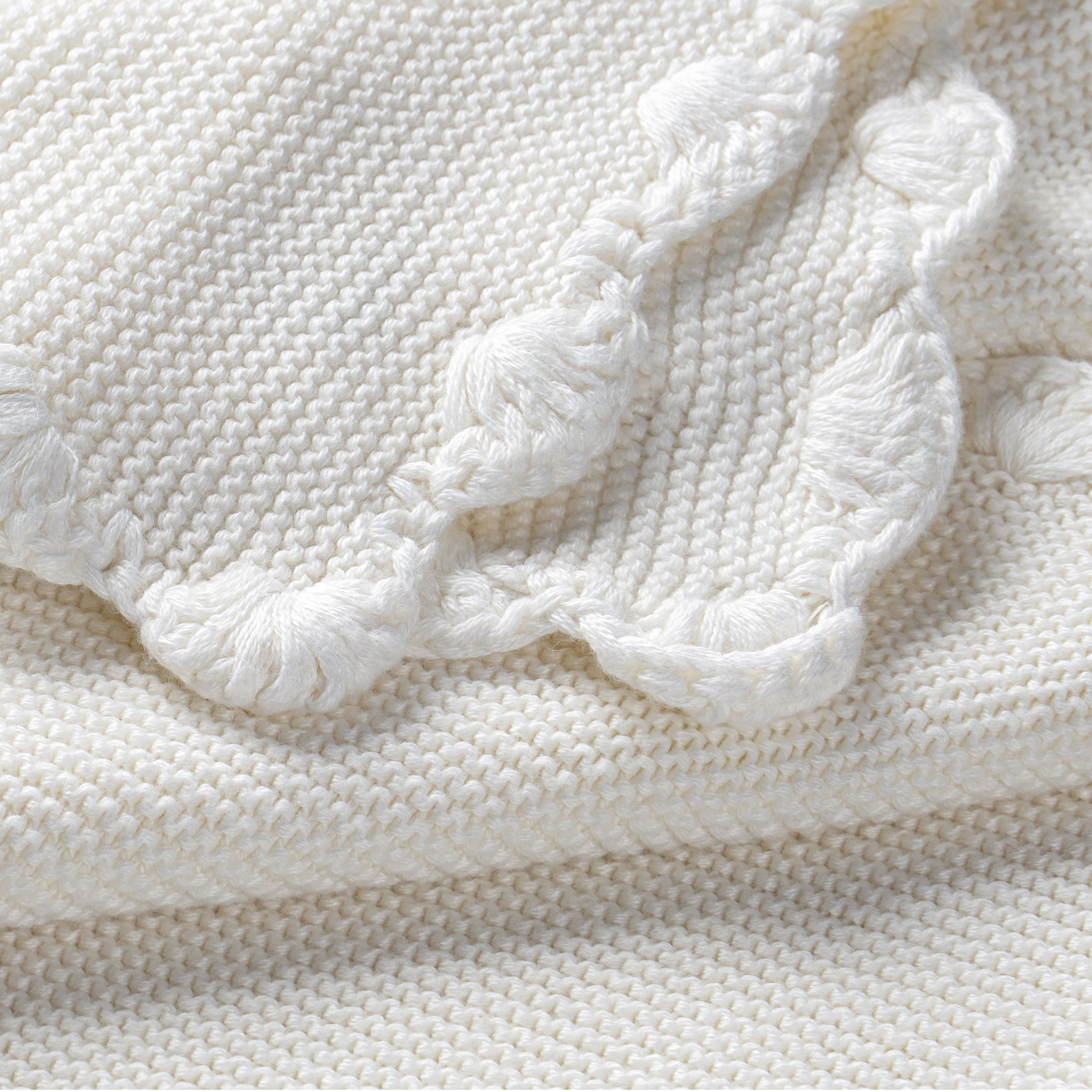 Organic Cotton Scalloped Baby Blanket - Ivory