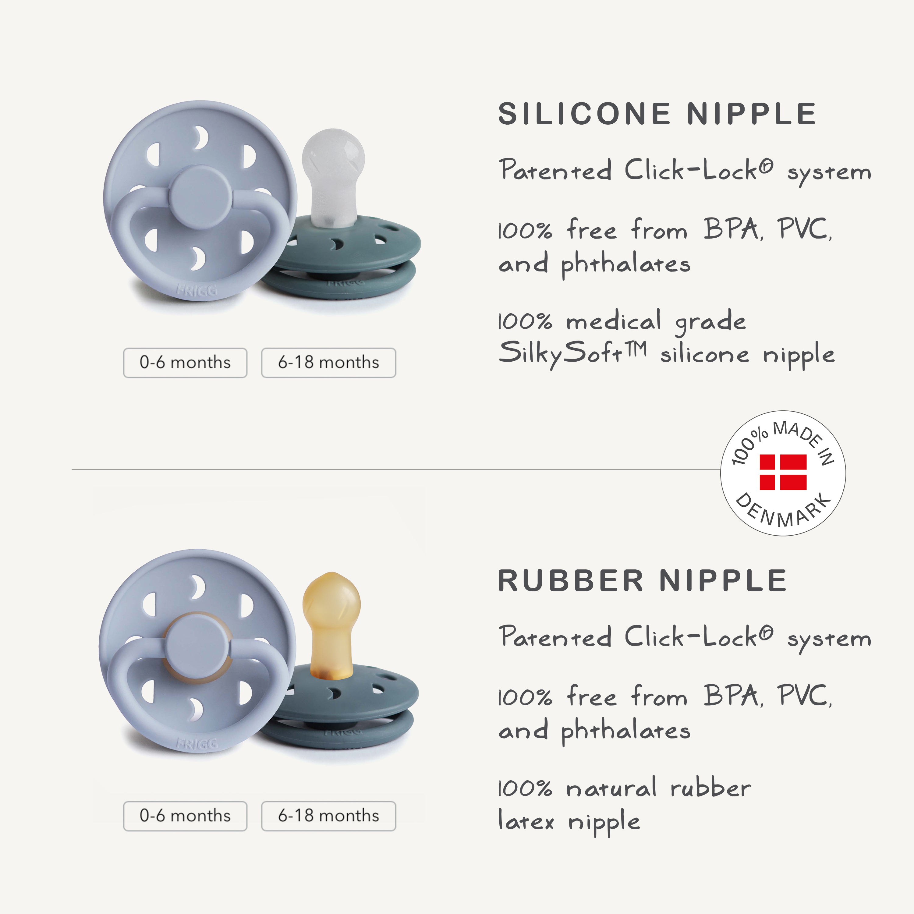 FRIGG Moon Silicone Pacifier 2-Pack