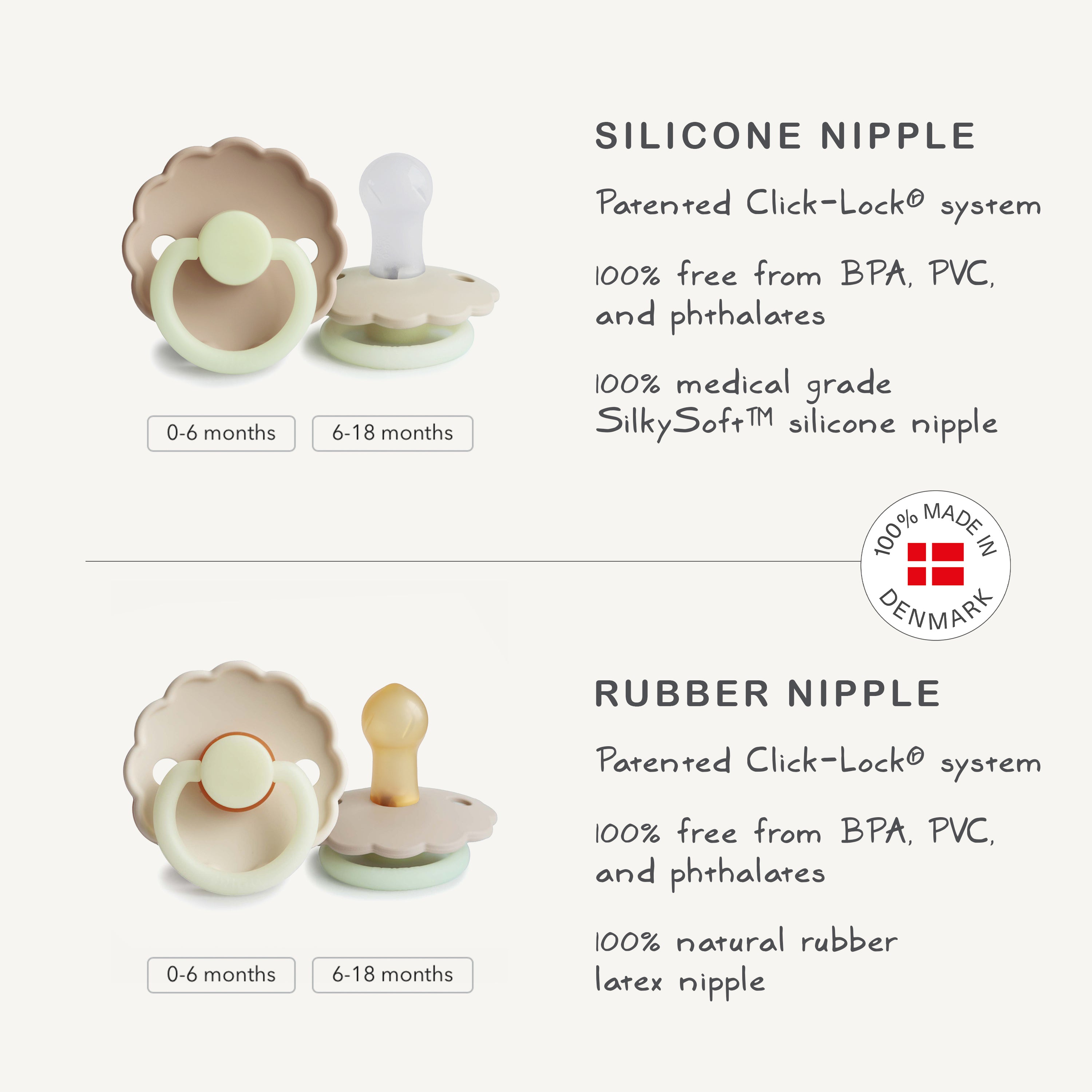 FRIGG Daisy Night Silicone Pacifier 2-Pack