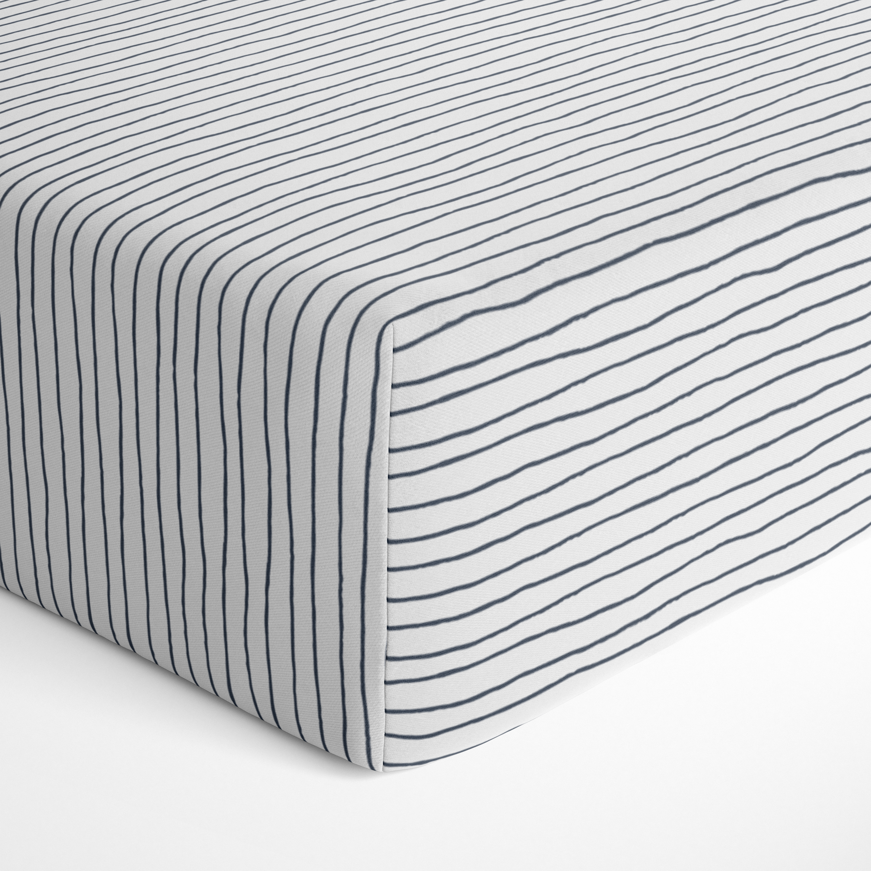 Organic Crib Sheet - Cobi Blue Stripes Crib Sheet Makemake Organics   