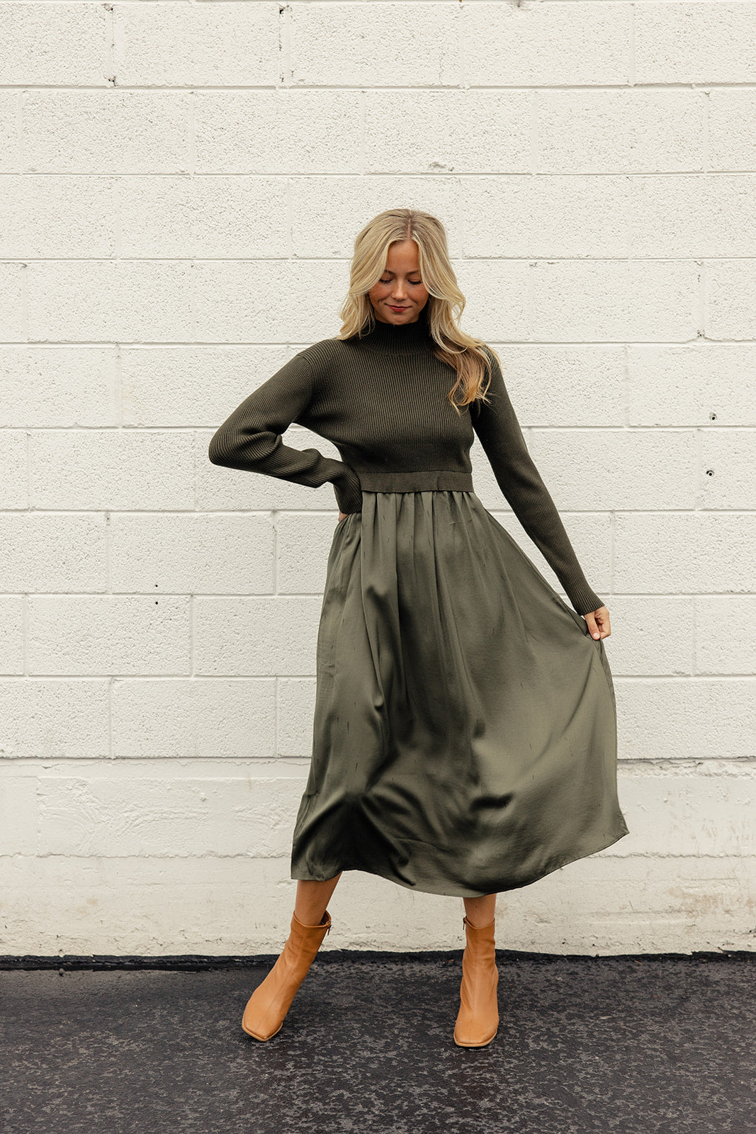 Restless Hearts Satin Sweater Dress