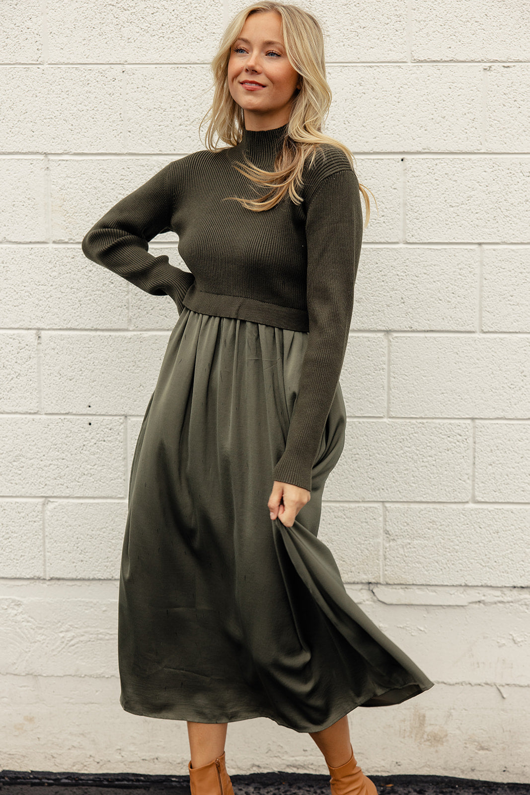 Restless Hearts Satin Sweater Dress