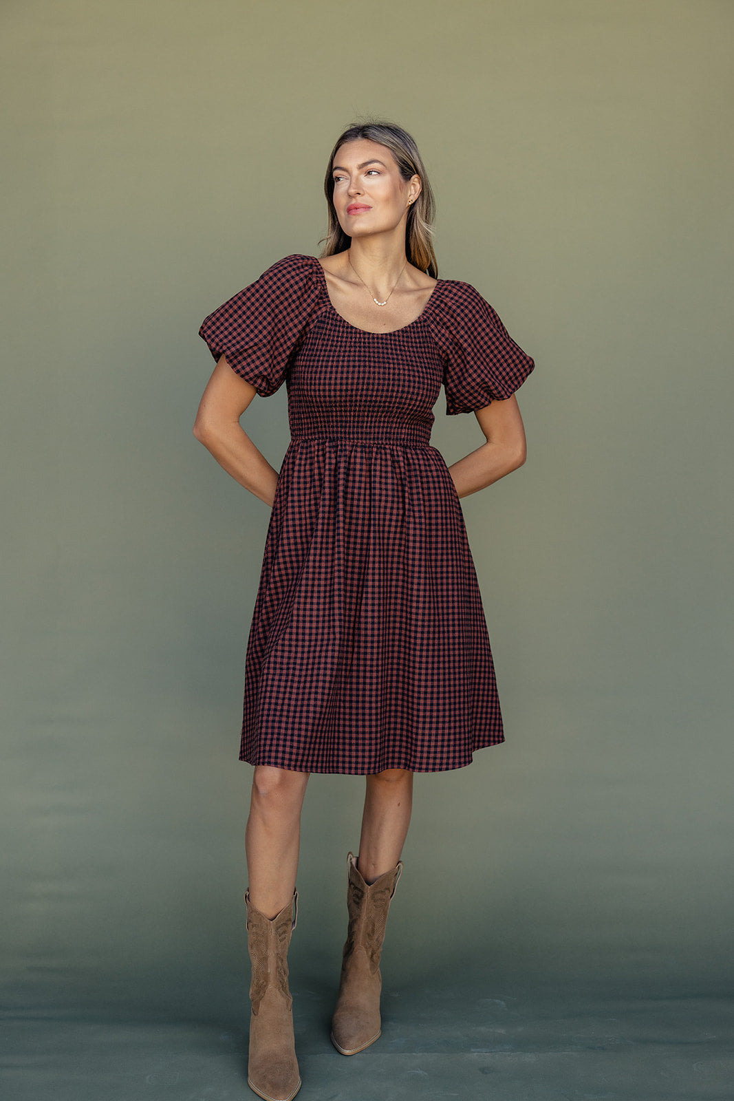 Danbury Gingham Smocked Dress