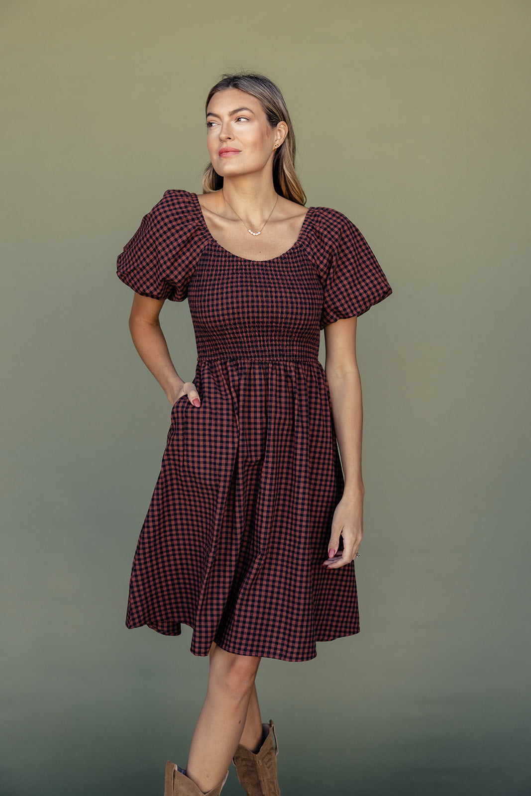 Danbury Gingham Smocked Dress