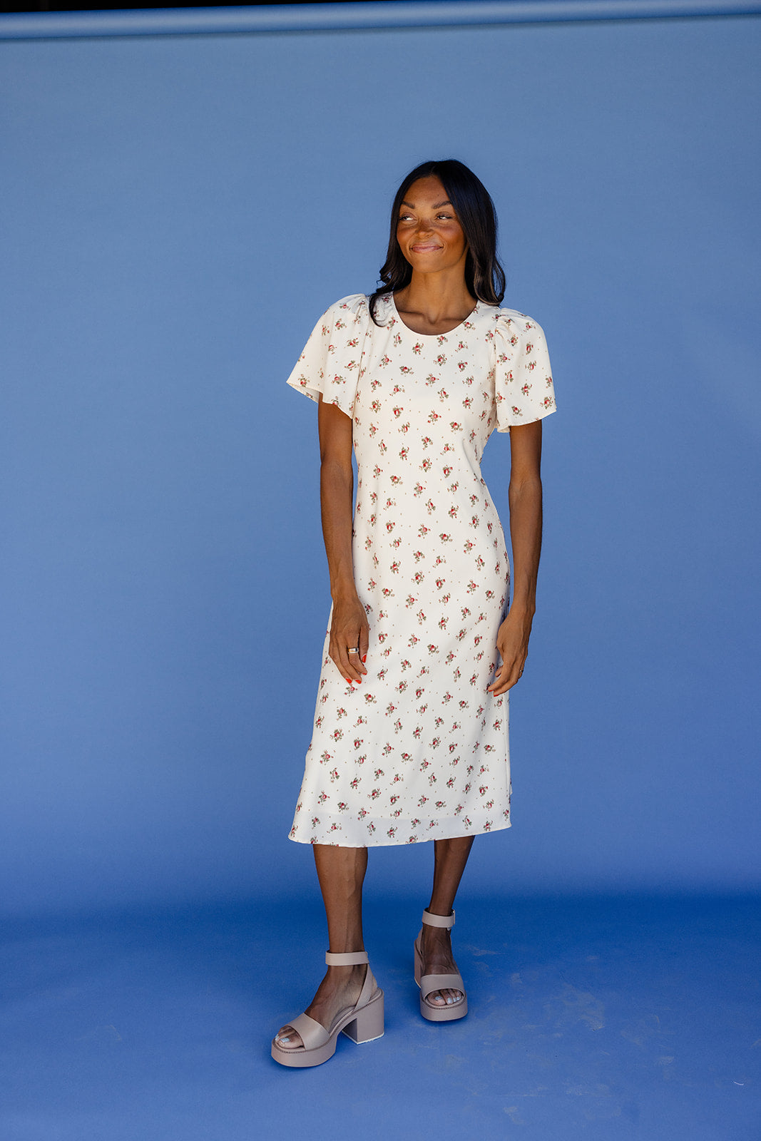 Sacia Flutter Sleeve Dress