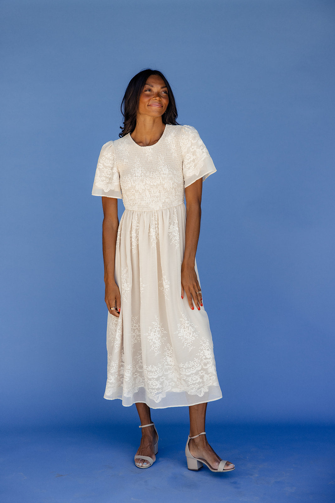 Juliette Smocked Lace Dress