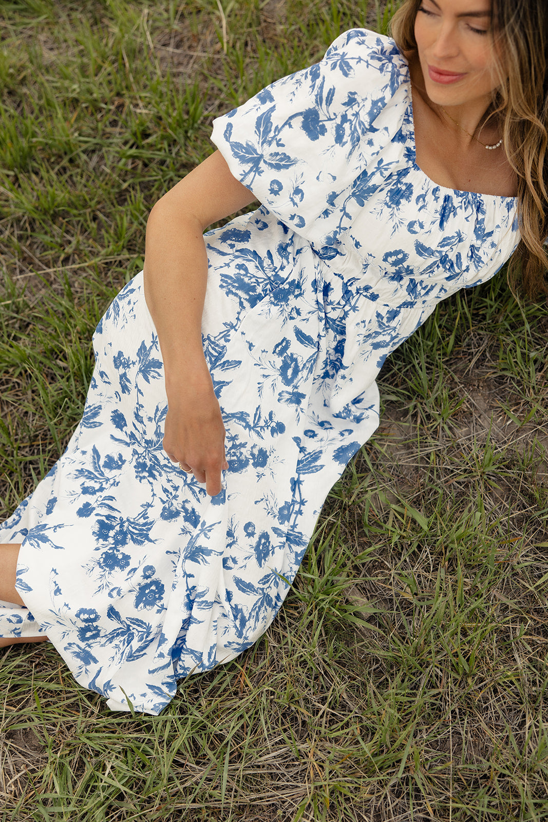 Deep Blue Puff Sleeve Midi