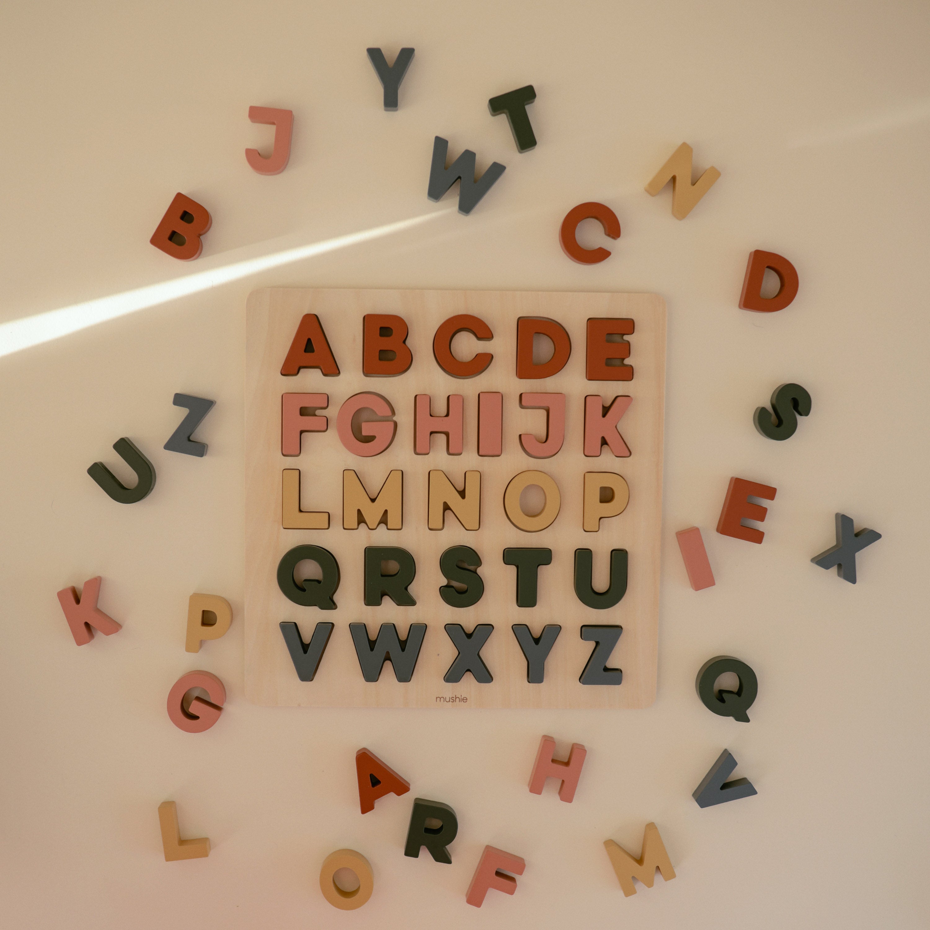 Wooden Alphabet Puzzle Wooden Puzzle Mushie   