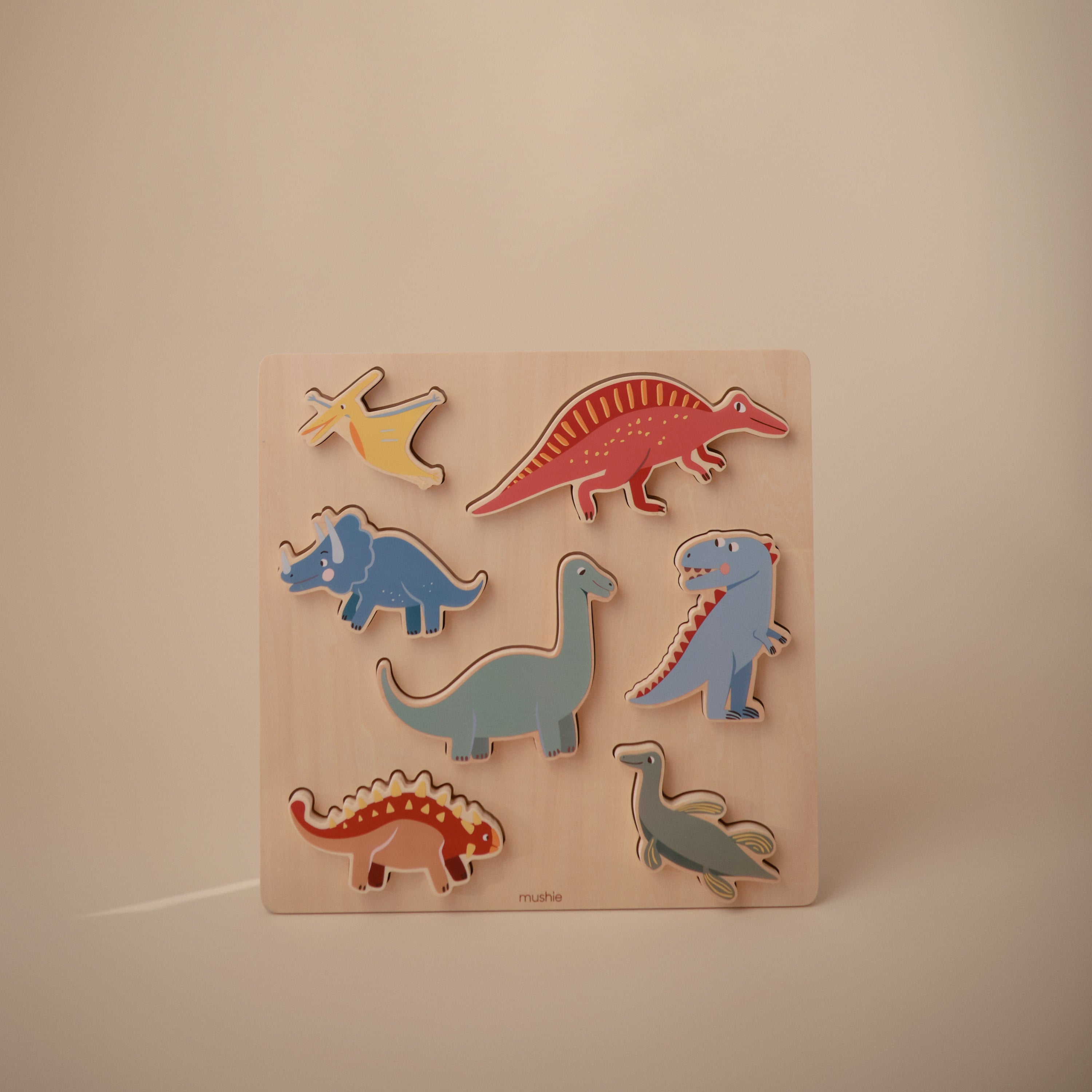 Wooden Dino Puzzle Wooden Puzzle Mushie   