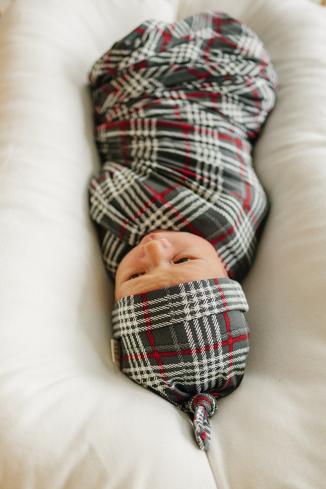 Green Plaid Bamboo Newborn Knot Hat  Mebie Baby   