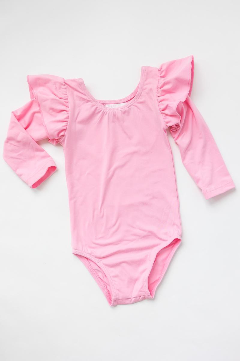 Bubblegum Pink L/S Flutter Sleeve Leotard