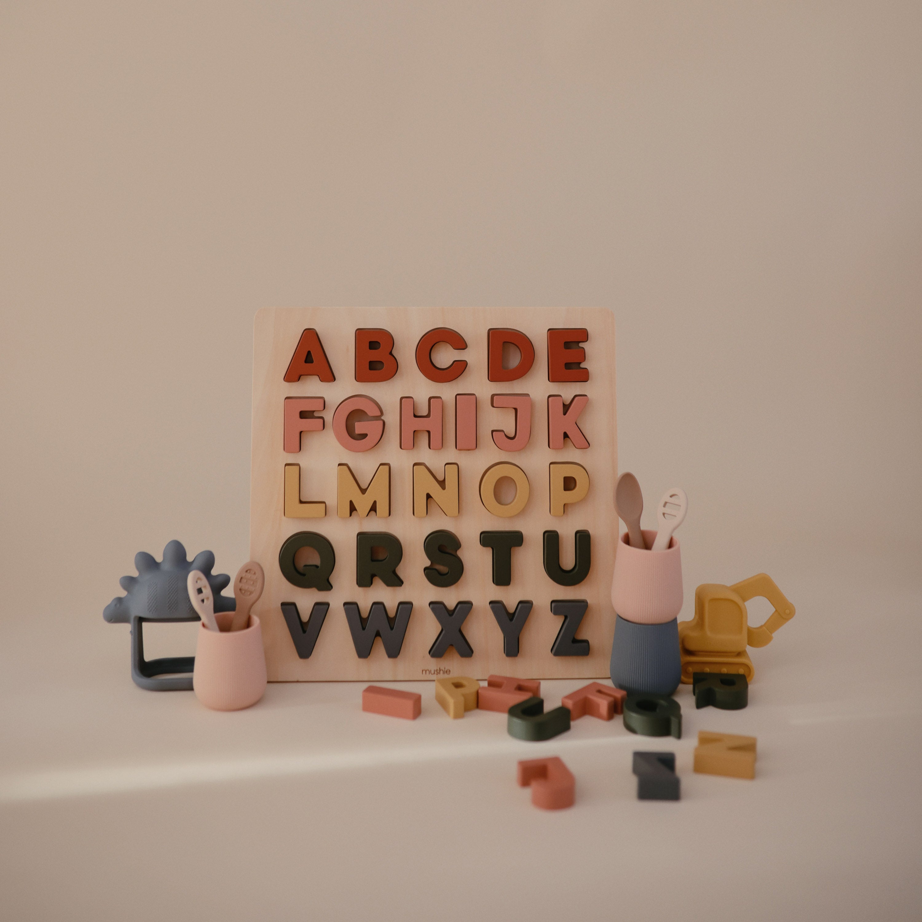 Wooden Alphabet Puzzle Wooden Puzzle Mushie   