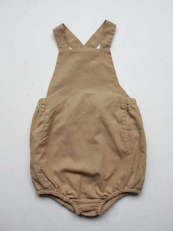 The Linen Overall Romper - Camel