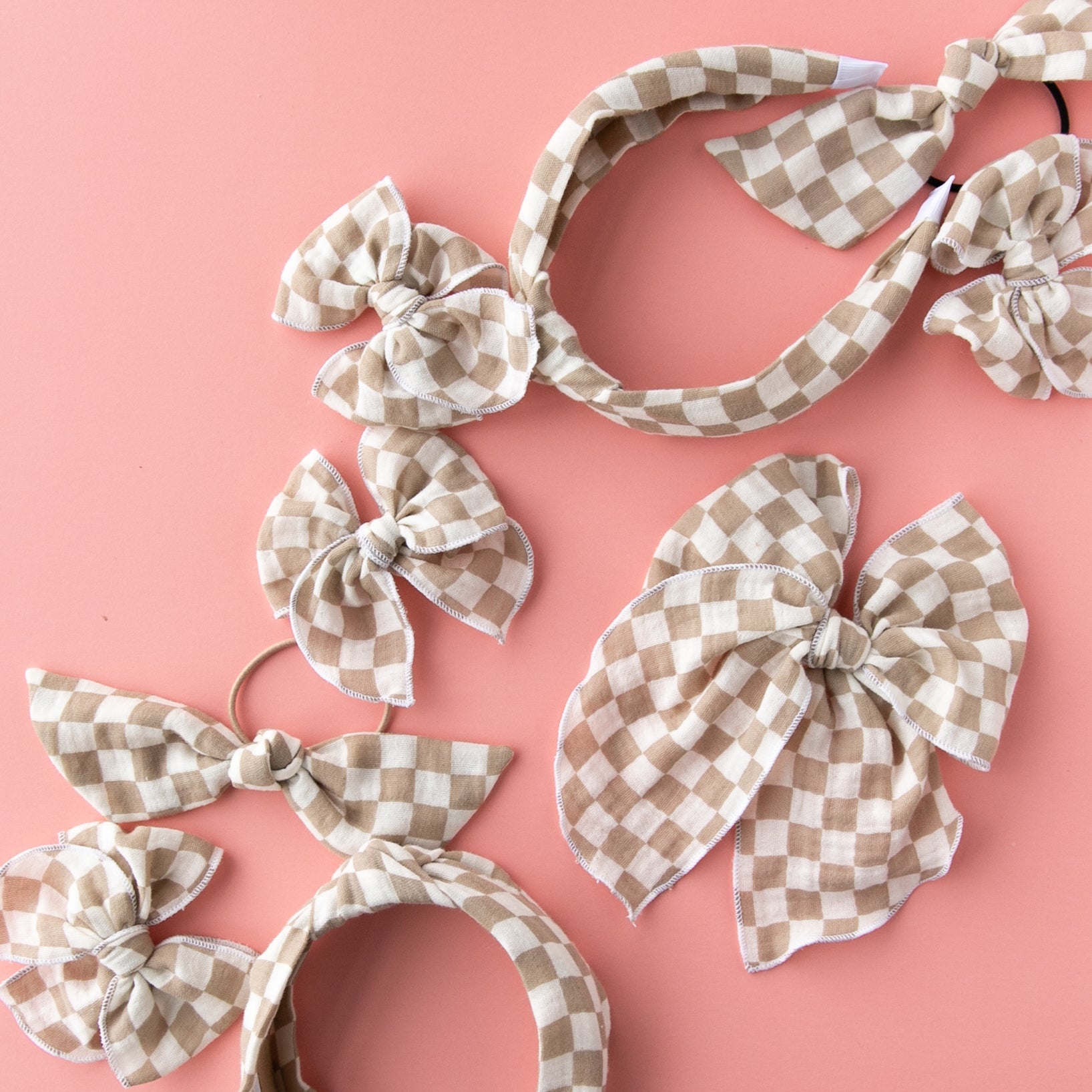 Checkerboard - Tan | Party Bow