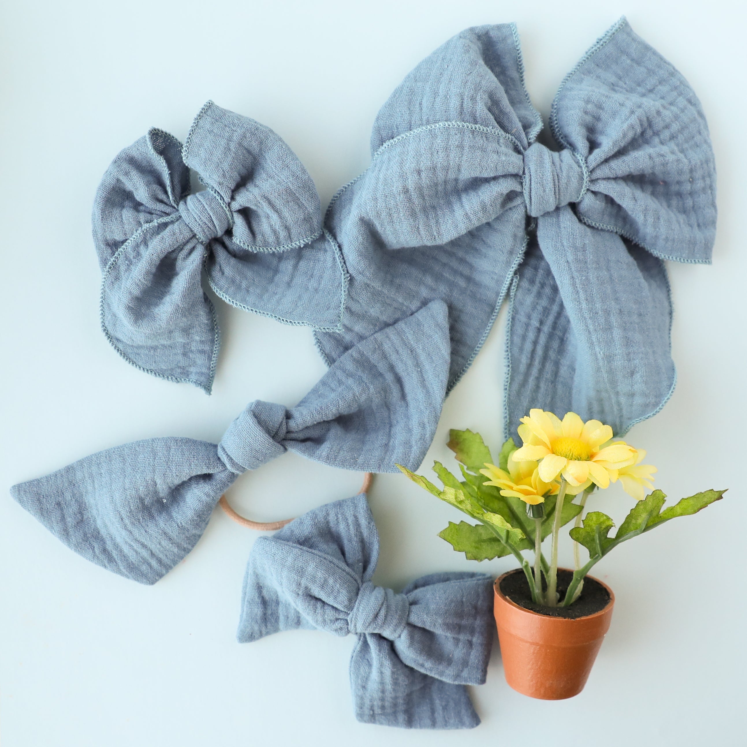 Steel Blue | Gauze Petite Party Bow