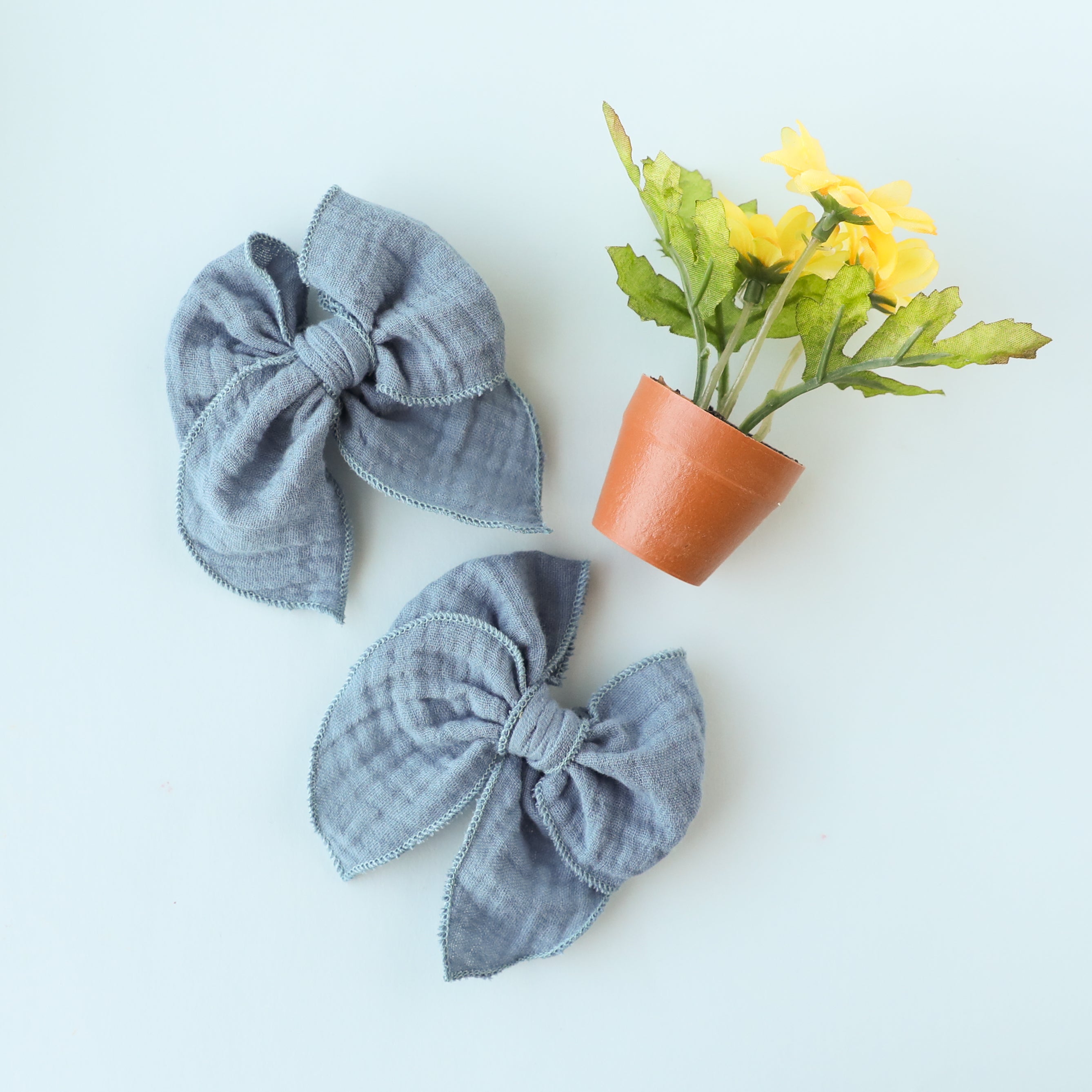 Steel Blue | Gauze Petite Party Bow