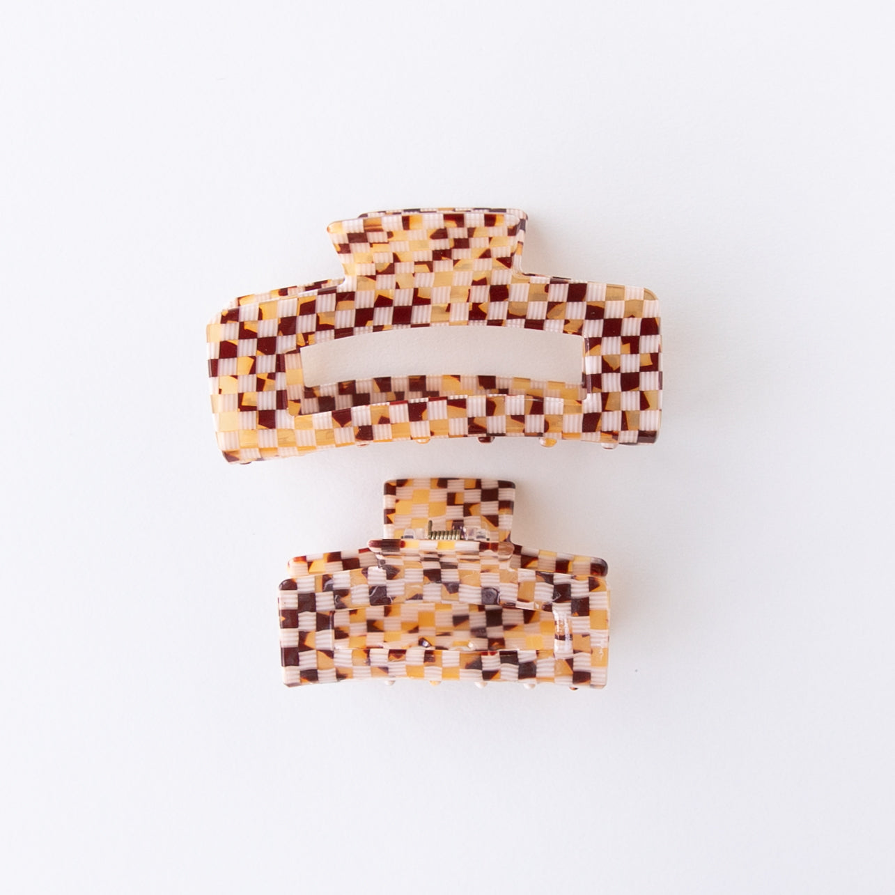 Tortoise | Checkered Claw Clip