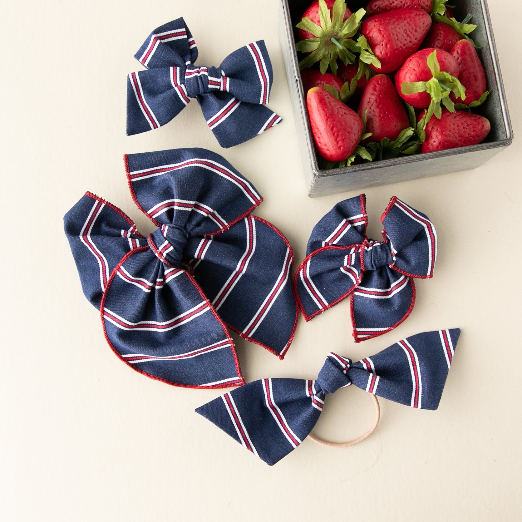 Patriotic Denim Stripe | Oversized Hand-tied Bow