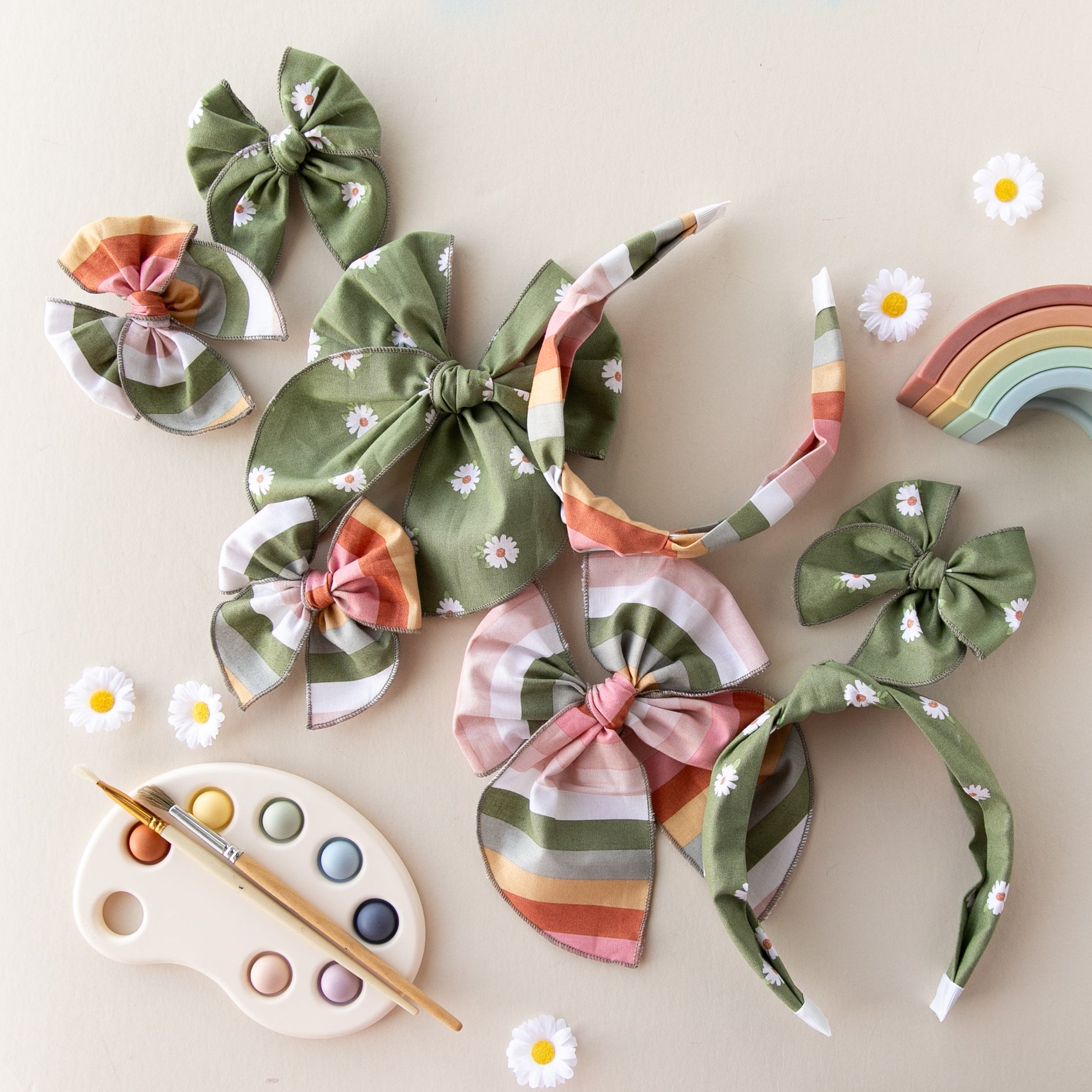 Paint The Rainbow | Pigtail Set - Petite Party Bow