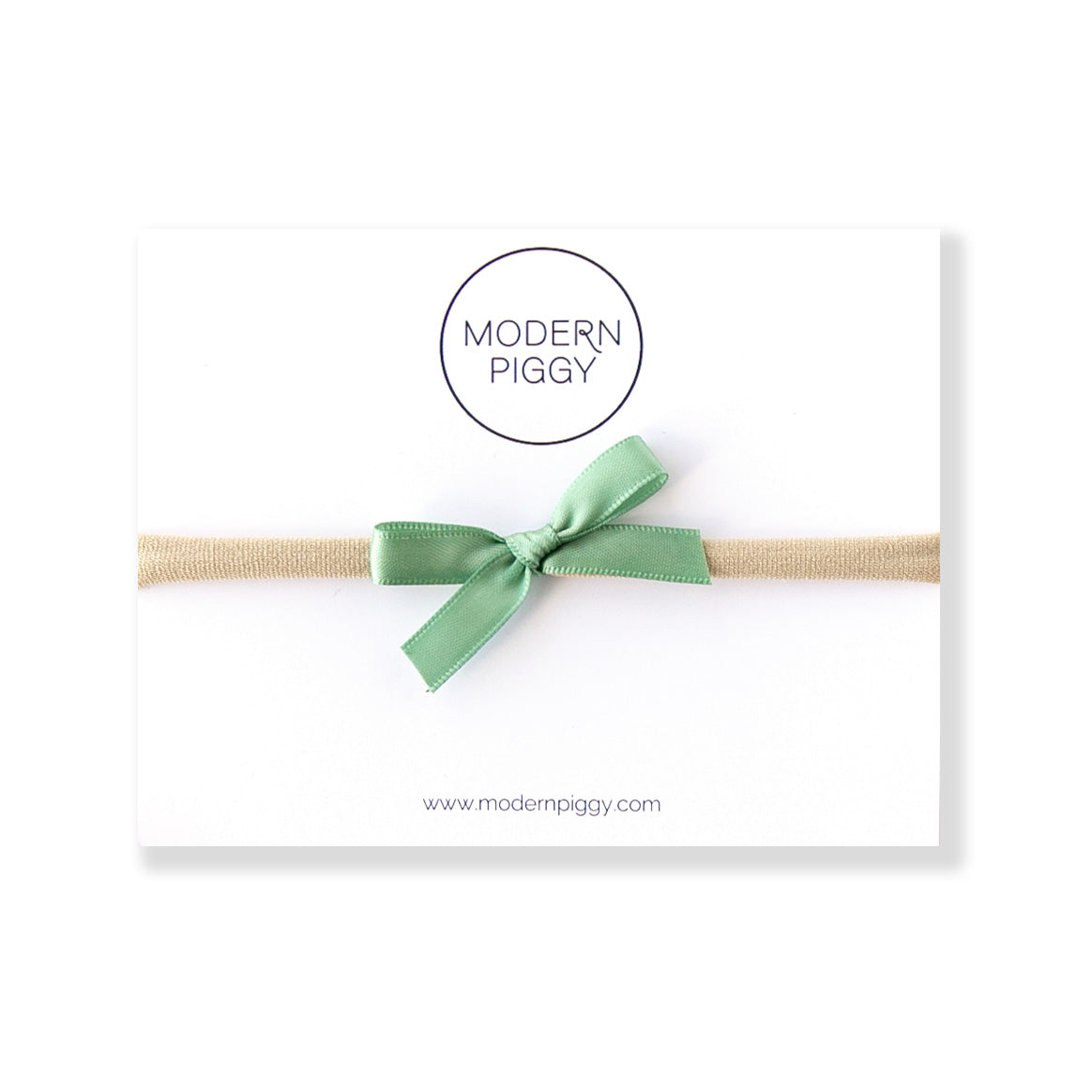 Sage | Mini Ribbon Bow - Nylon Headband