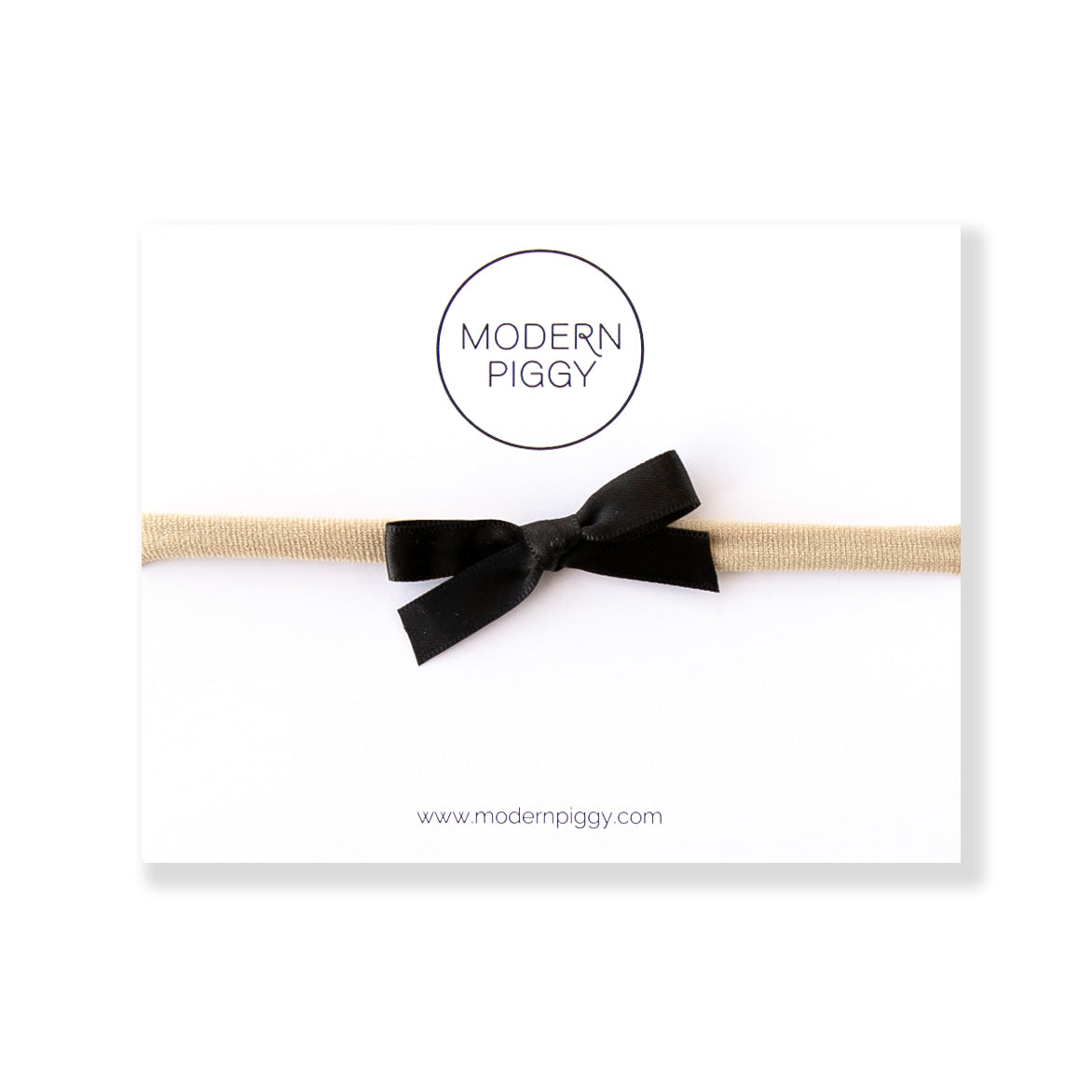 Black | Mini Ribbon Bow - Nylon Headband