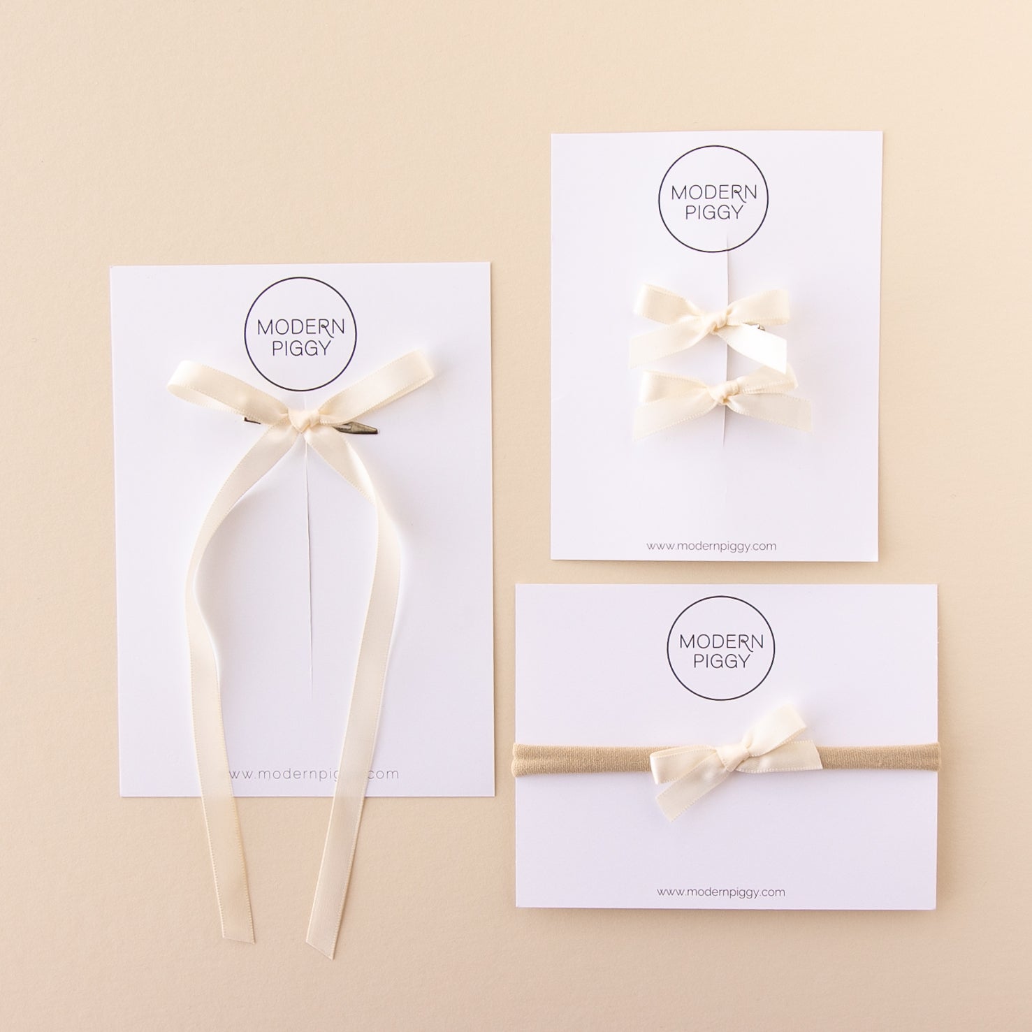 Ivory | Mini Ribbon Bow Set