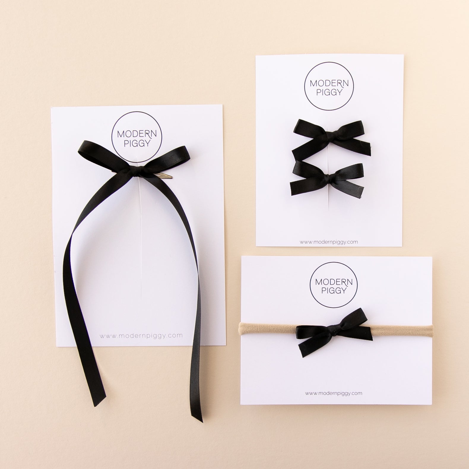 Black | Mini Ribbon Bow - Nylon Headband