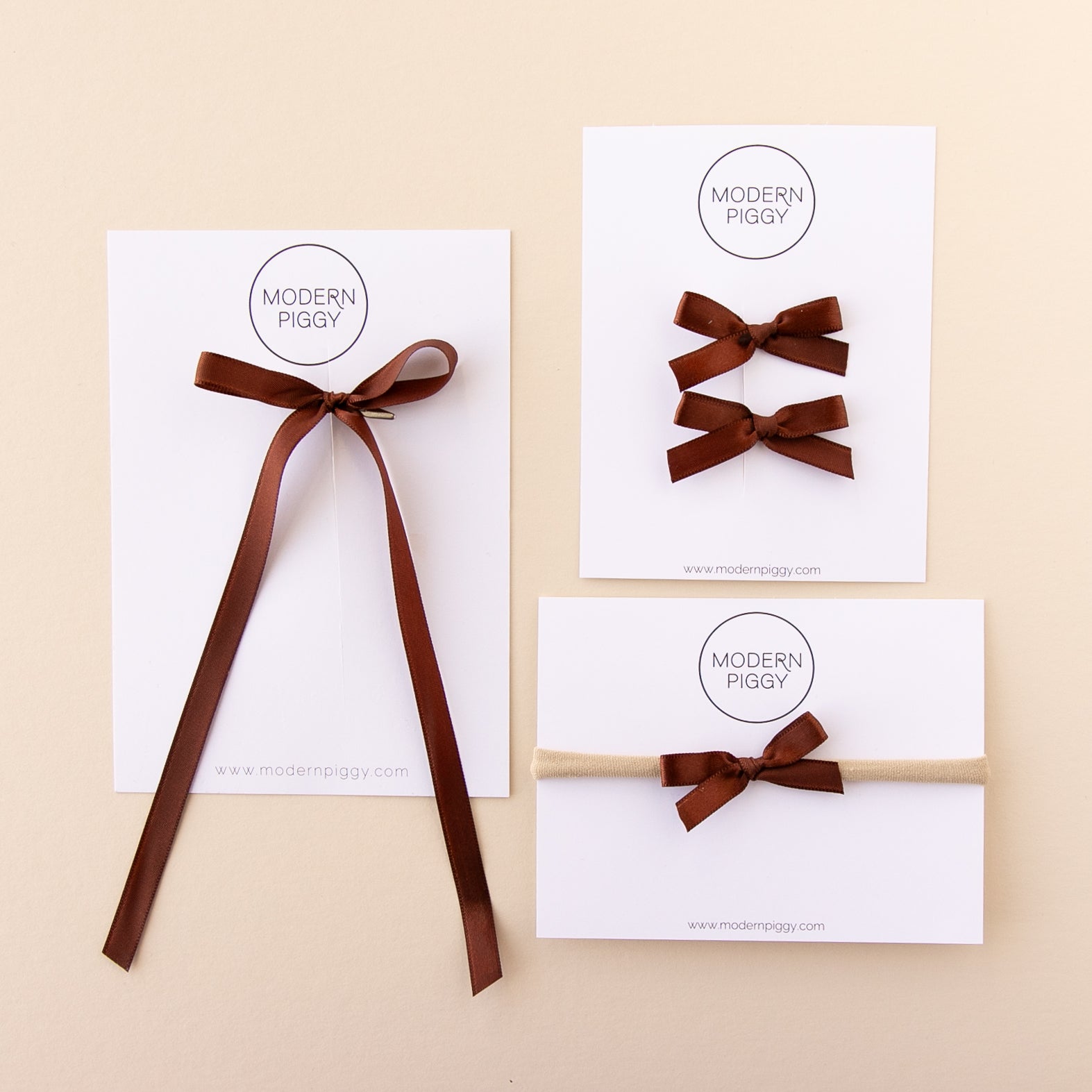 Coffee | Mini Ribbon Bow - Nylon Headband