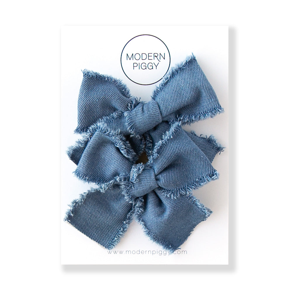 Blue Jeans | Pigtail Set - Ribbon Bow