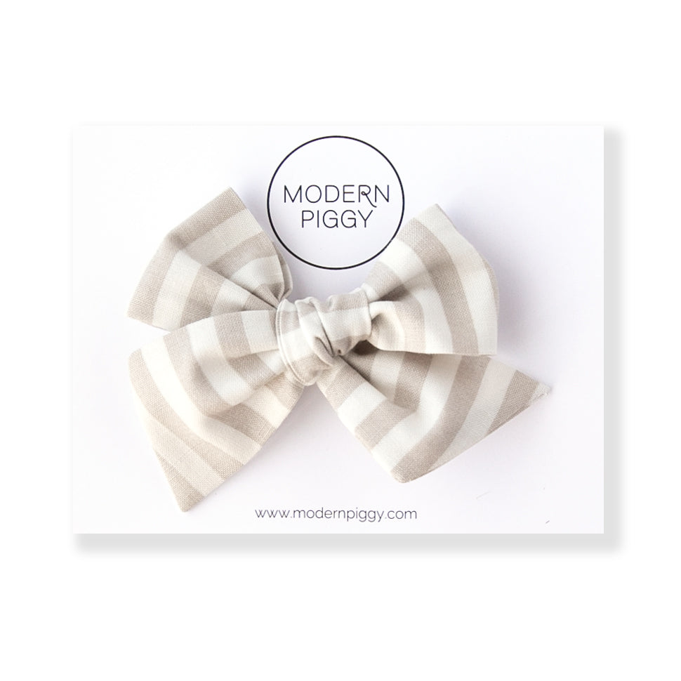 Latte Stripe | Oversized Hand-tied Bow