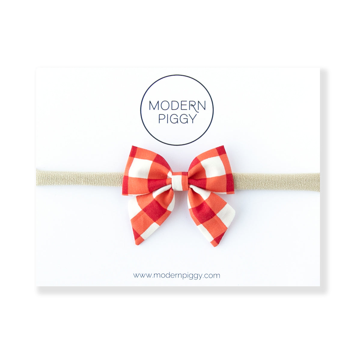 Red Gingham | Mini Piggy Bow