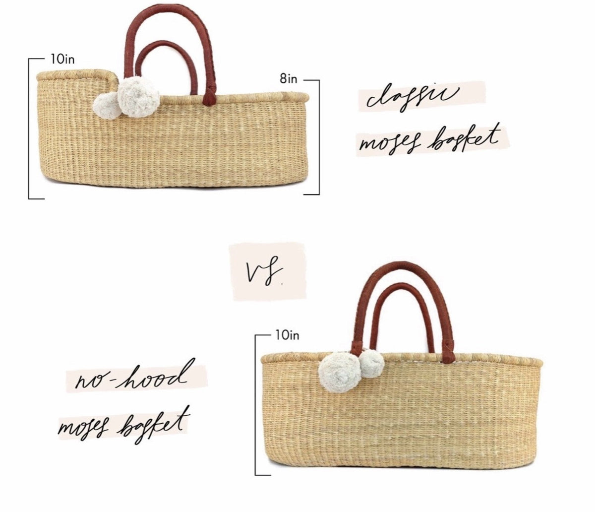 Cognac Handle No Hood Moses Basket
