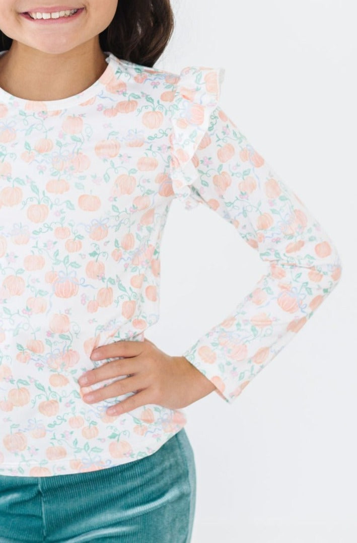 Pretty Pumpkins L/S Ruffle Tee