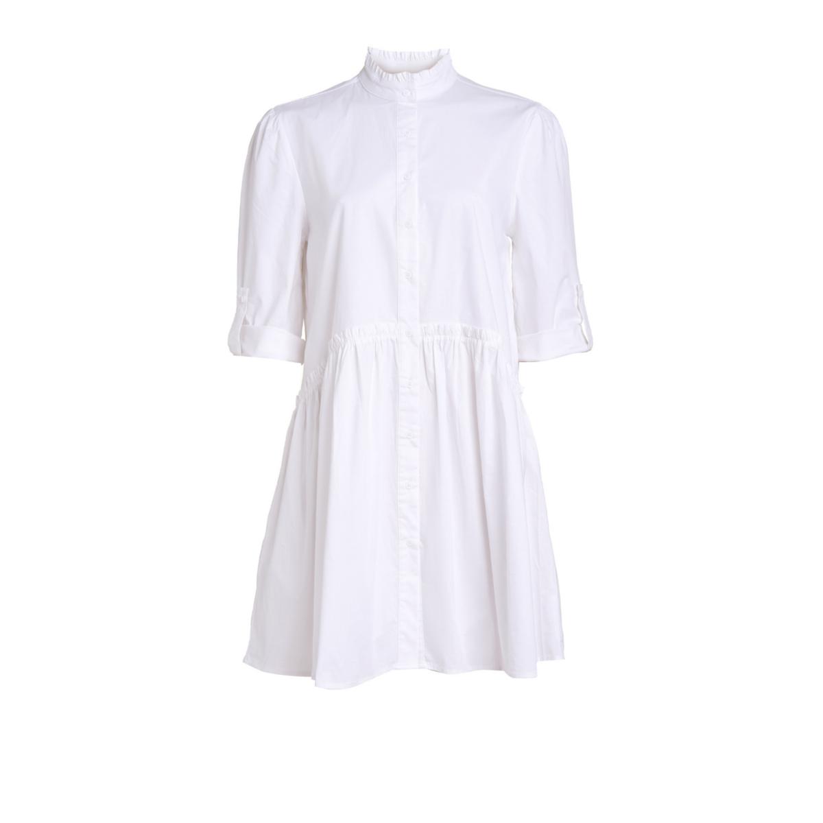Cammie Ruffle Shirt Dress - White
