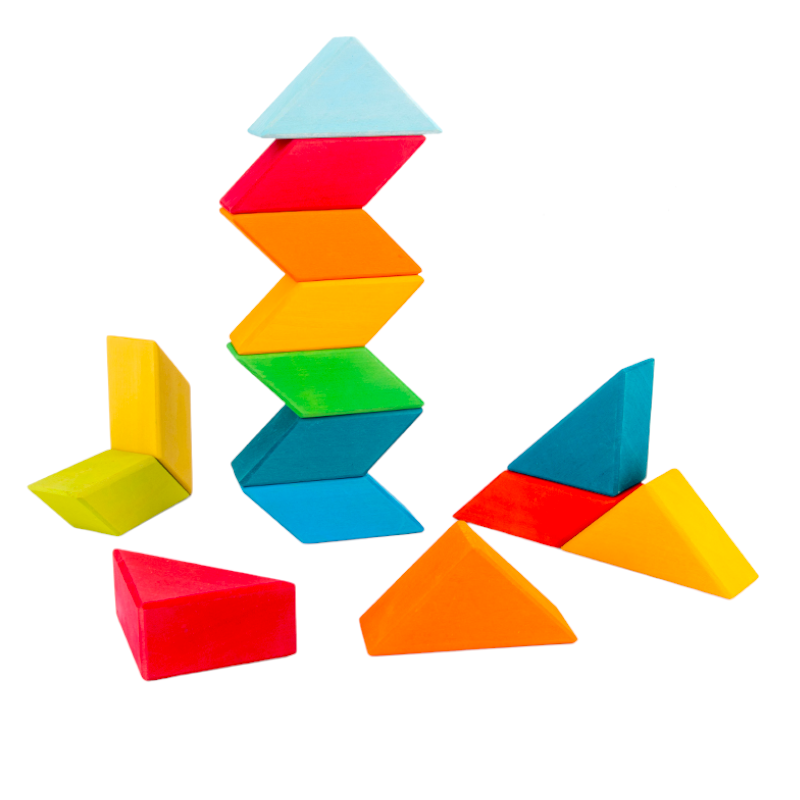**Pre-order (Ships in 2-3 Weeks)**36-Piece Stained Large Rainbow Square Geometric Puzzle Block Set with Storage Tray