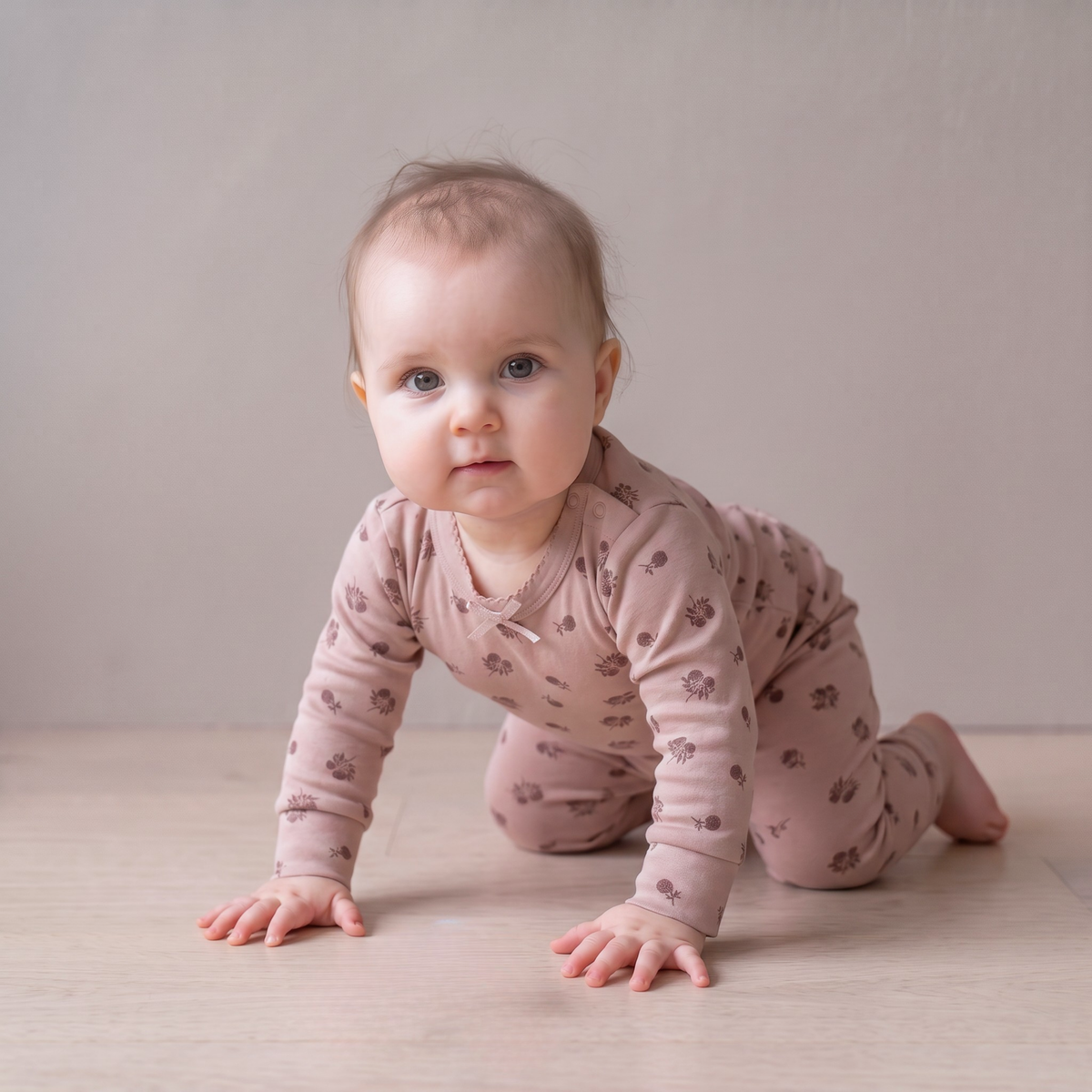 Organic Bodysuit & Foldover Pants Set - Rosebud