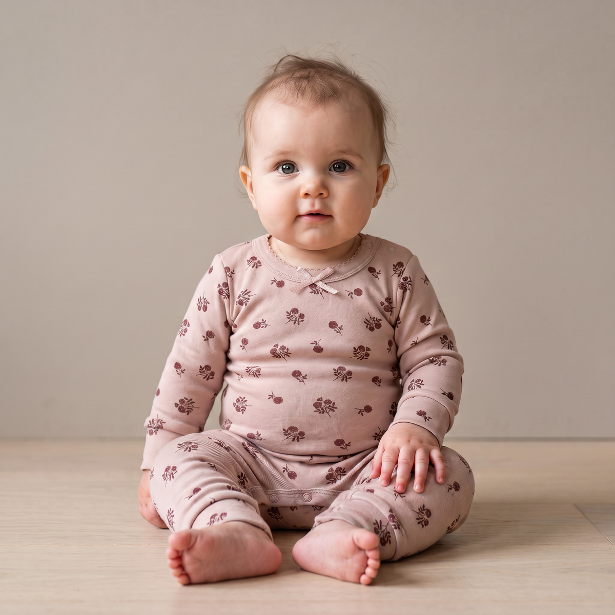Organic Bodysuit & Foldover Pants Set - Rosebud