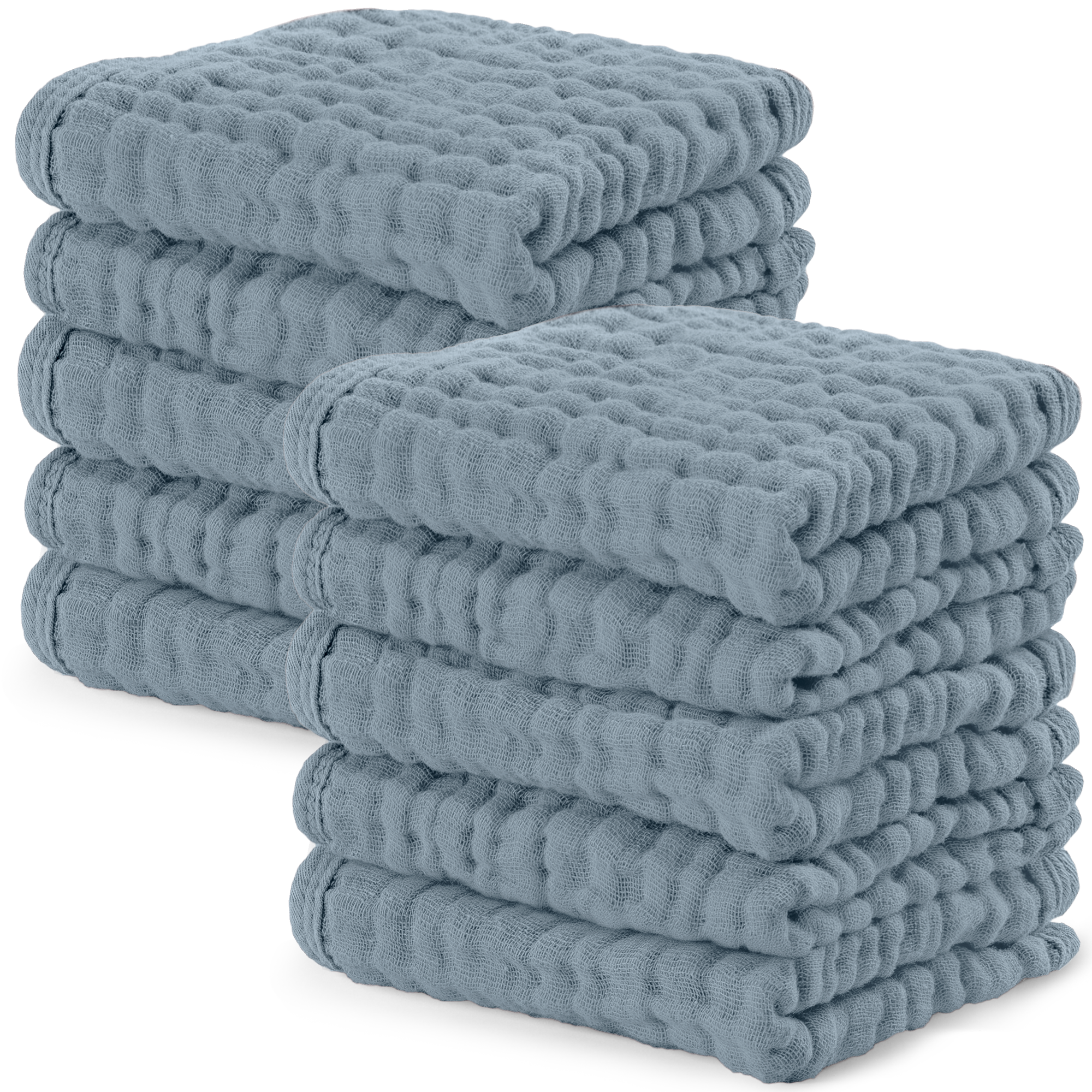 Muslin Washcloths in Pacific Blue