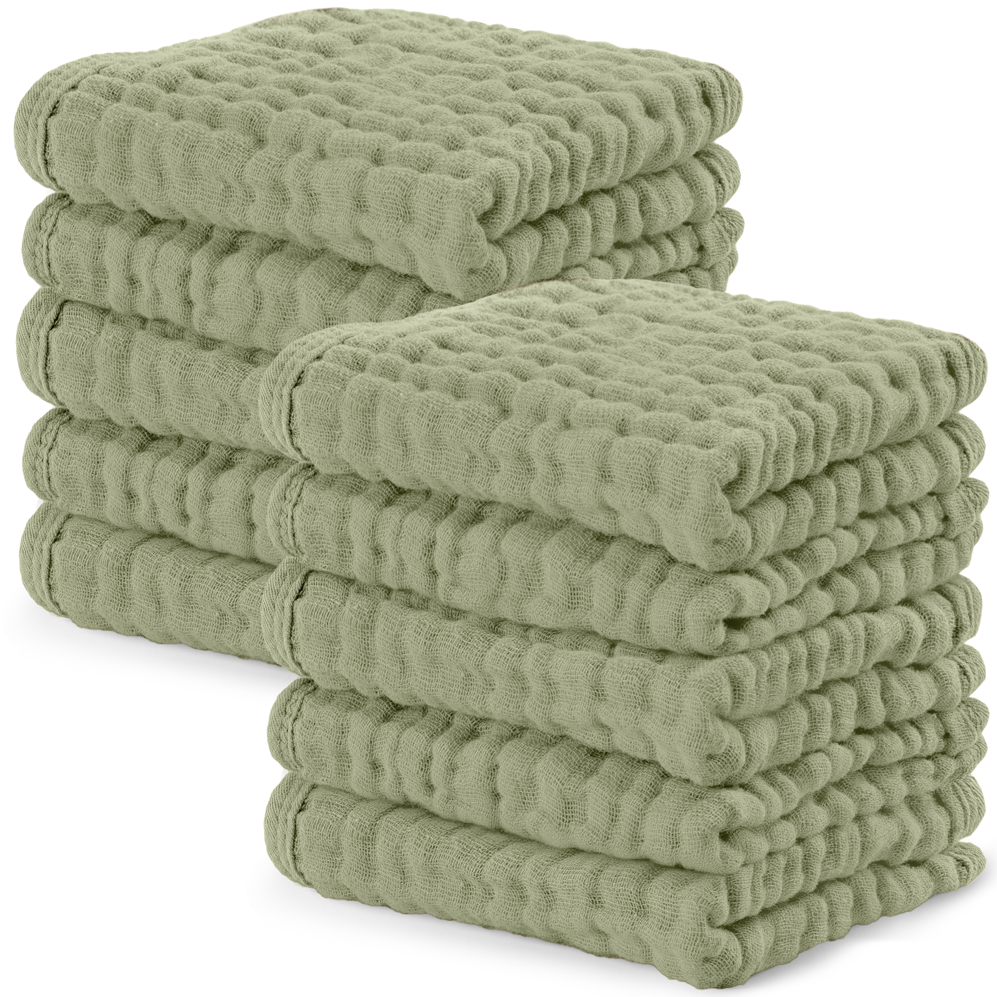 Muslin Washcloths in Sage