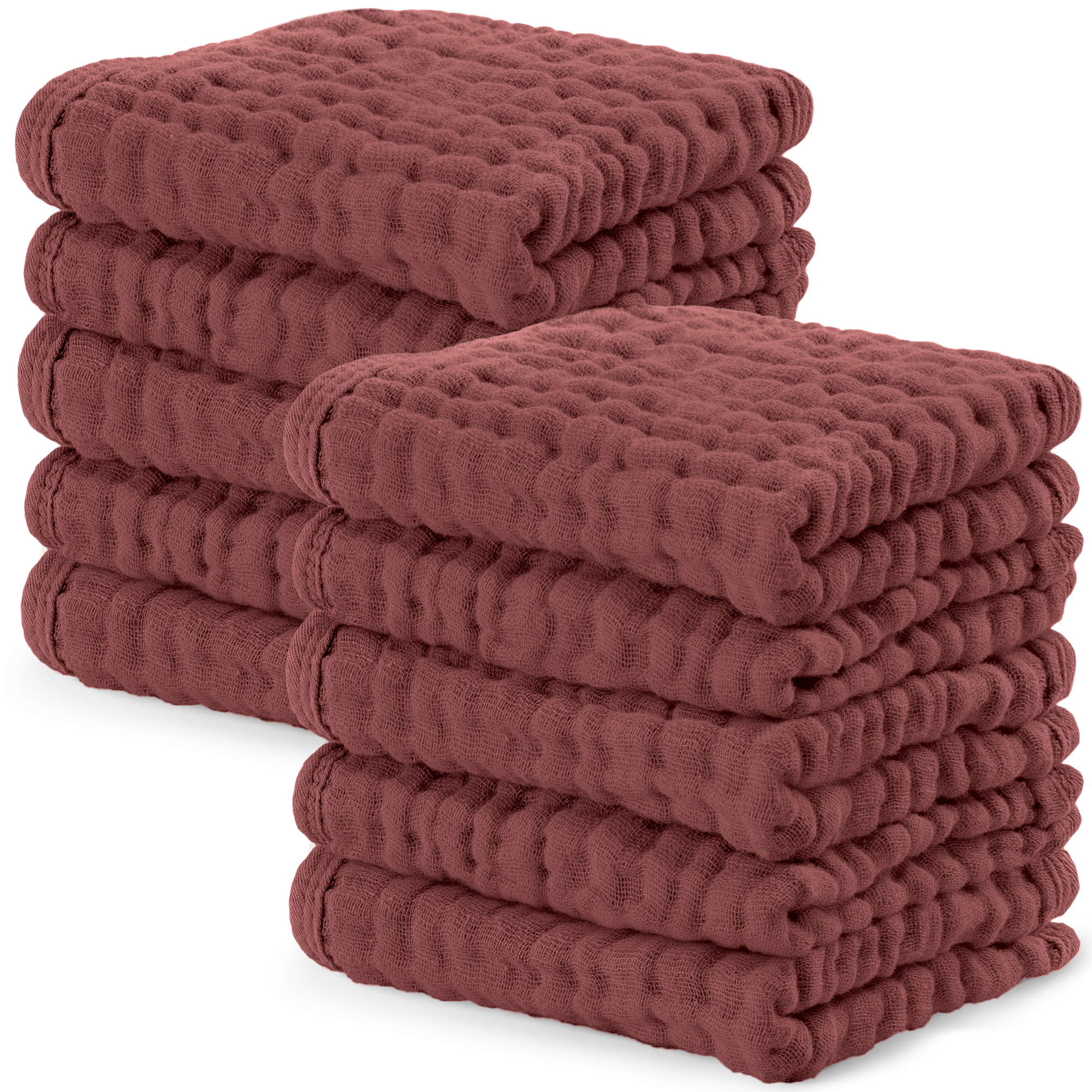 Muslin Washcloths in Wine