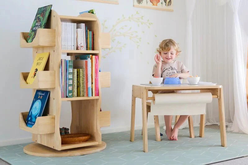 Mesasilla Solid Wood Rotating Bookshelf for Kids - 360 Degree Home Library  MesaSilla USA   