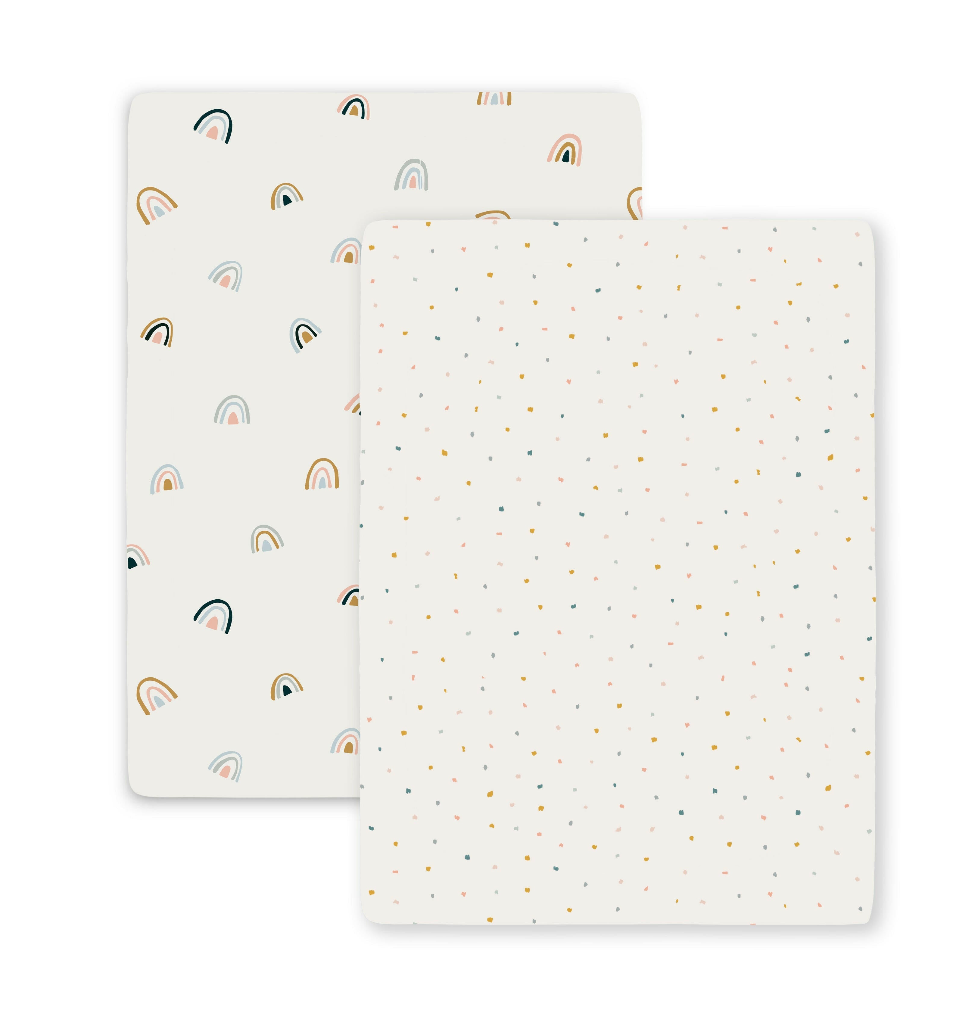 Organic Mini Crib Sheet - Dotty & Rainbow Playard Fitted Sheet Makemake Organics   