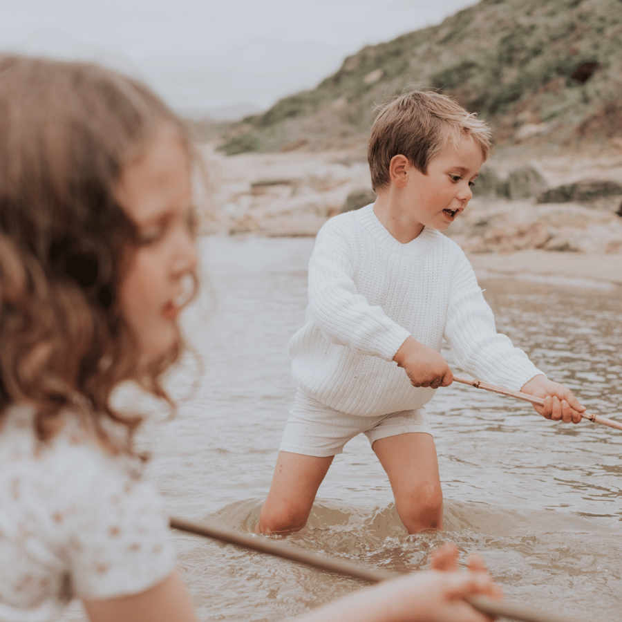 The Chunky Knit Sweater - White Knit Sweater Lovely Littles   