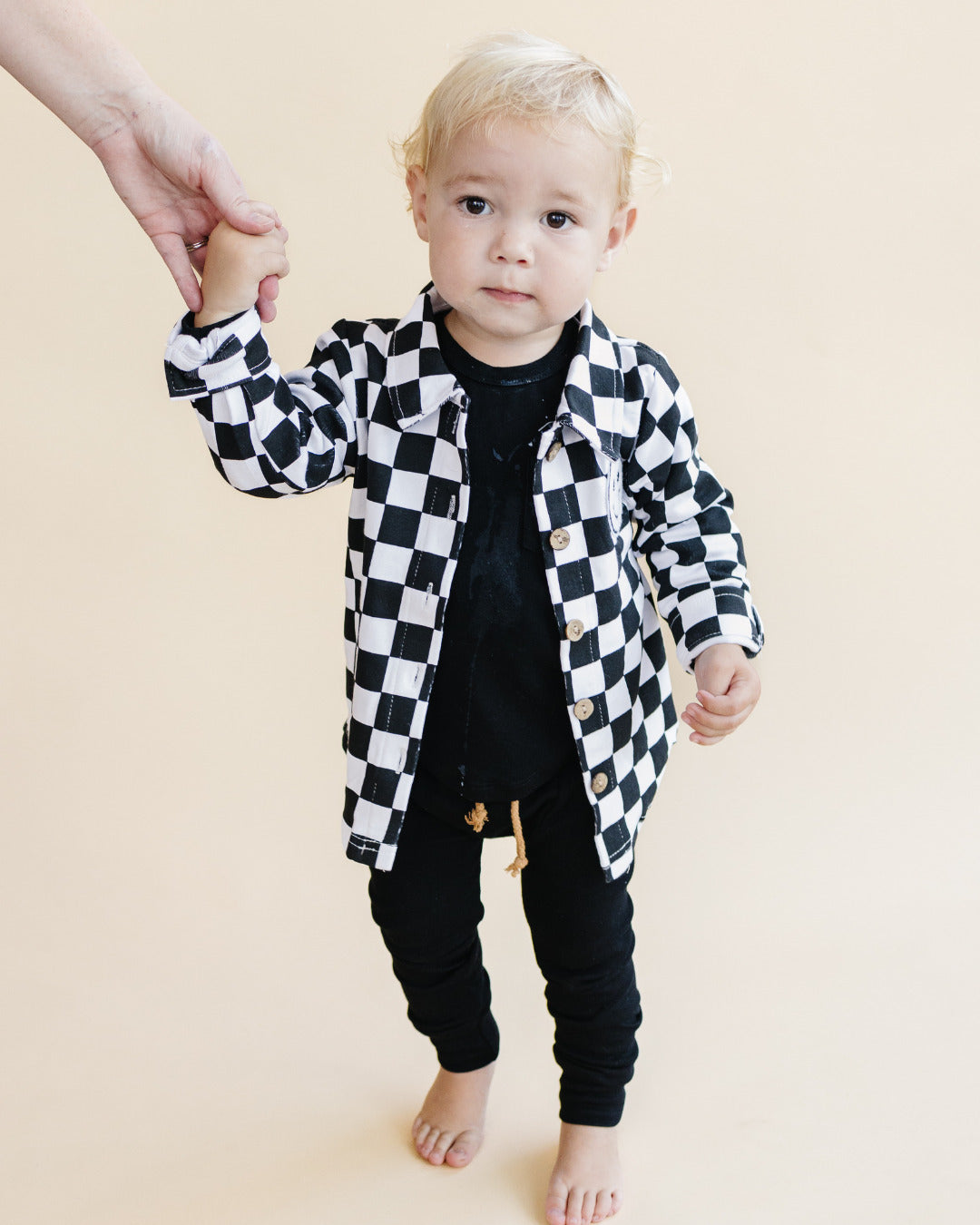 Cotton Shacket | Smiley Checkered Black