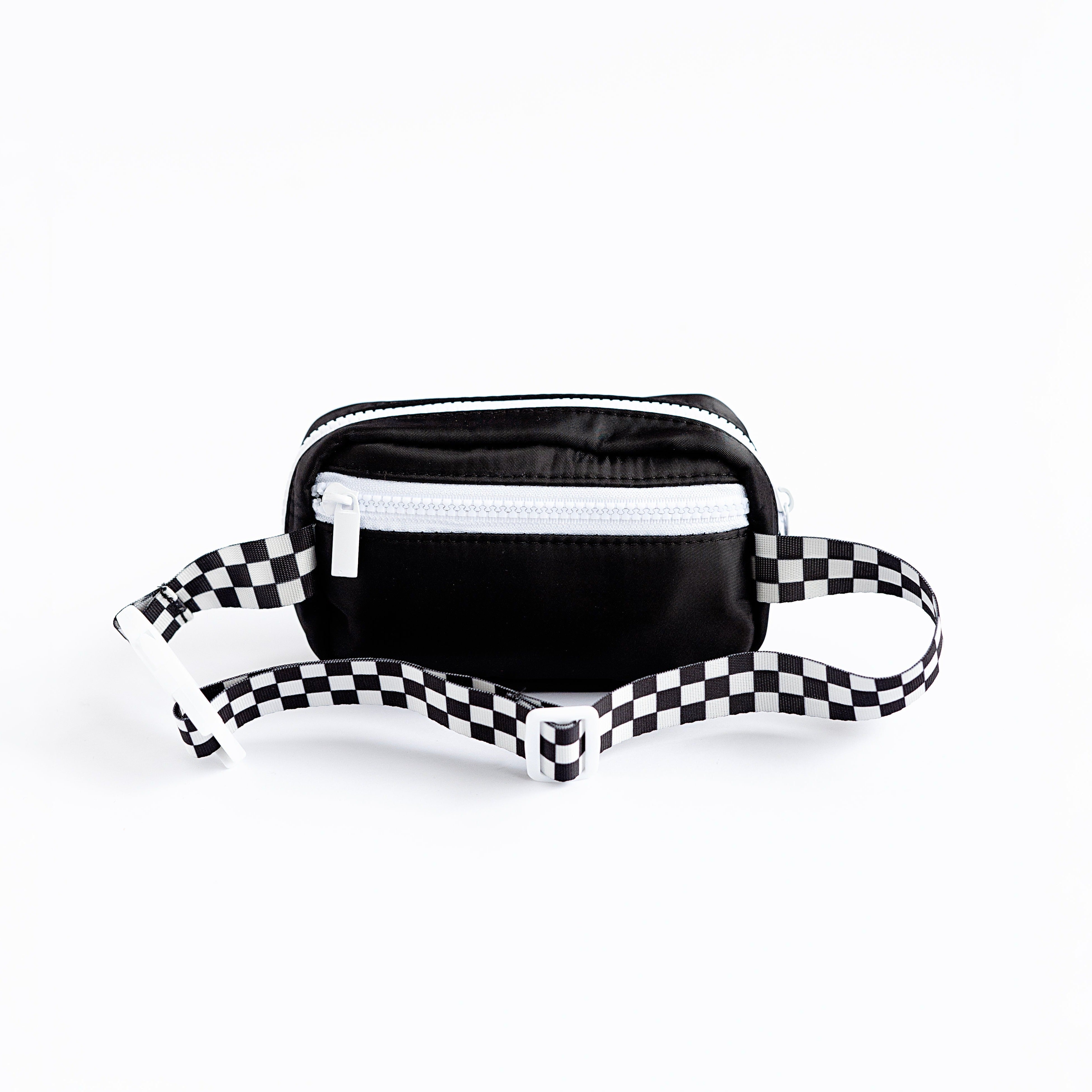 Check Strap Black Belt Bag