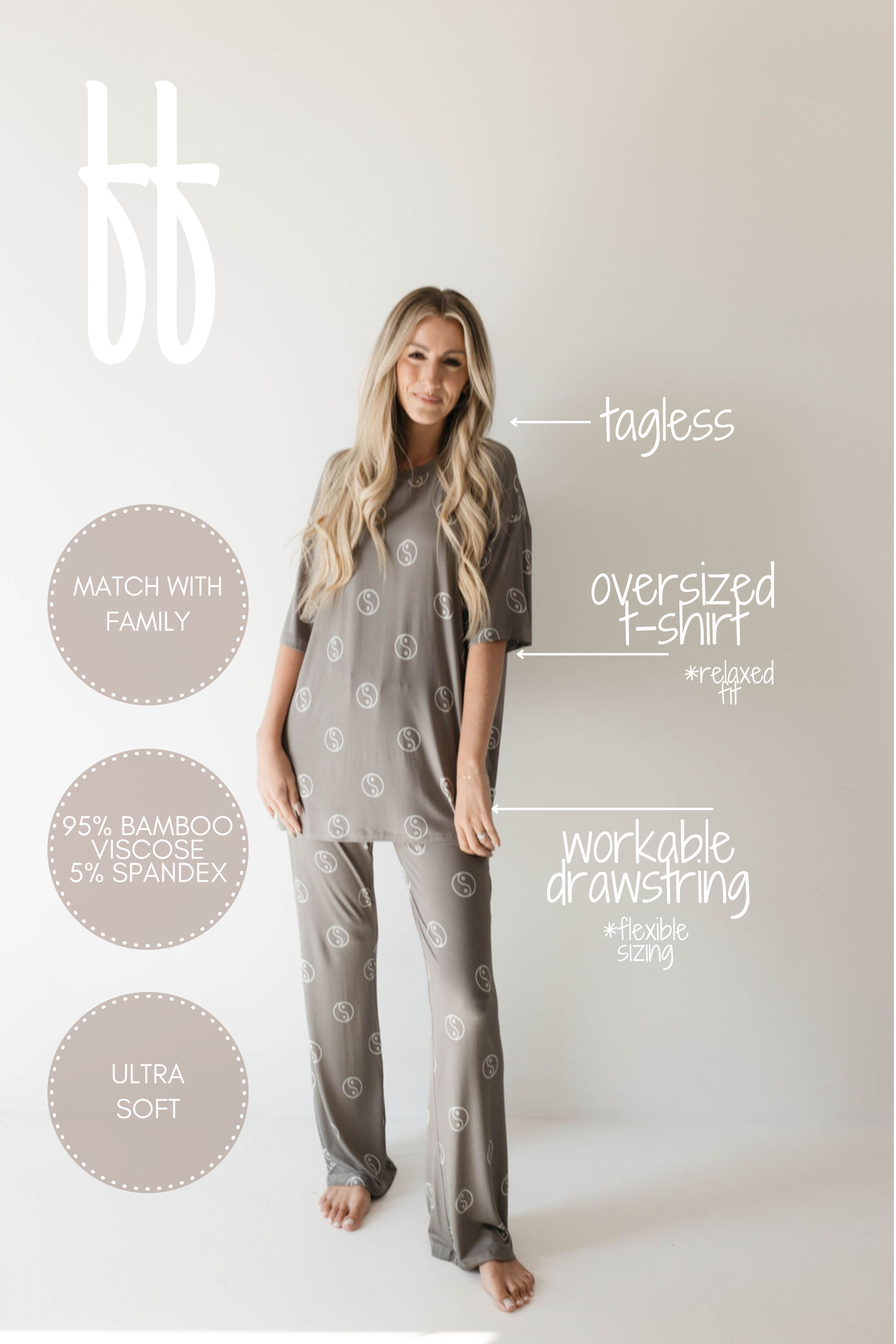 Short Sleeve Women's Bamboo Pajamas | Sage Yin Yang